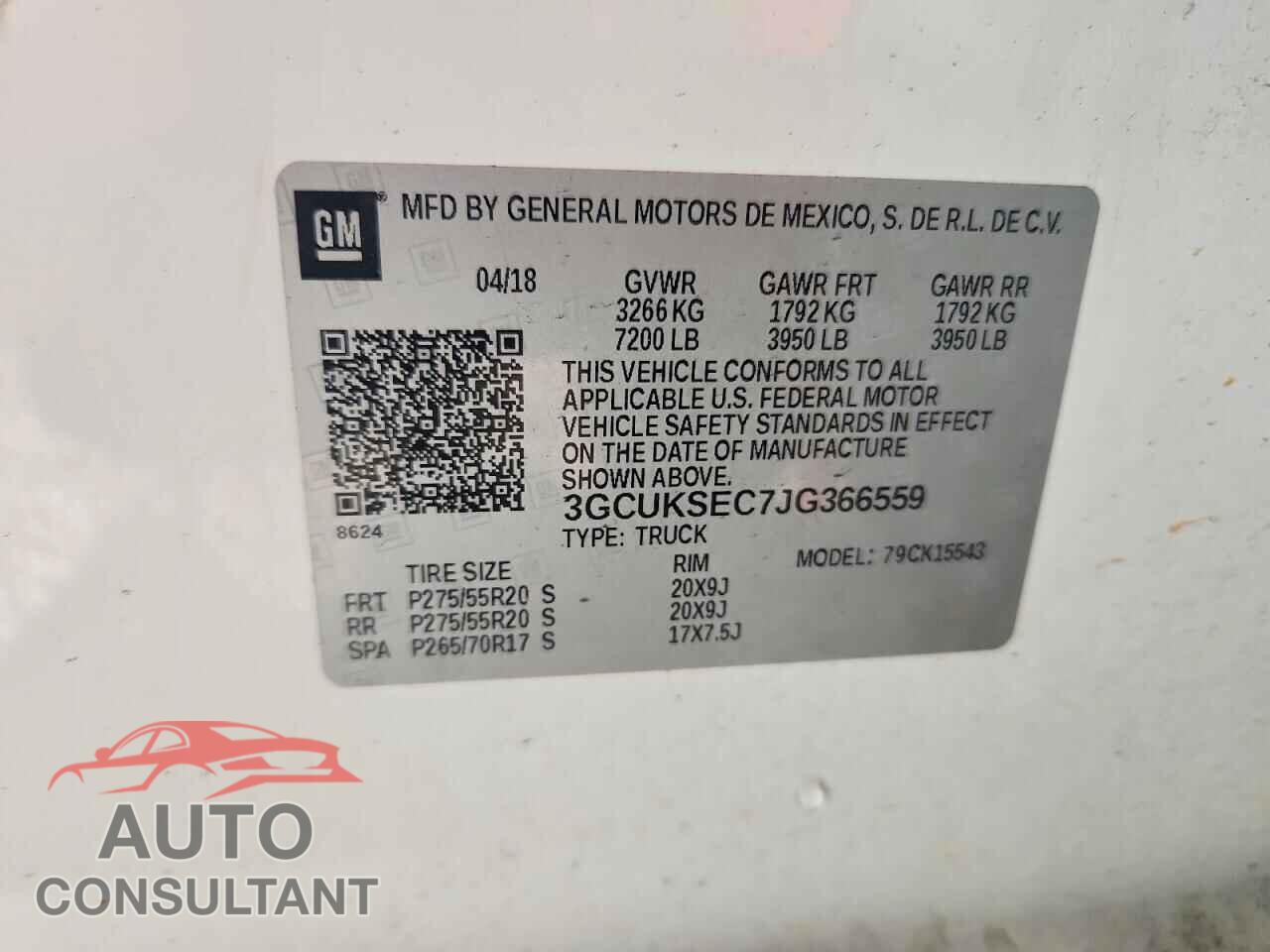 CHEVROLET SILVERADO 2018 - 3GCUKSEC7JG366559