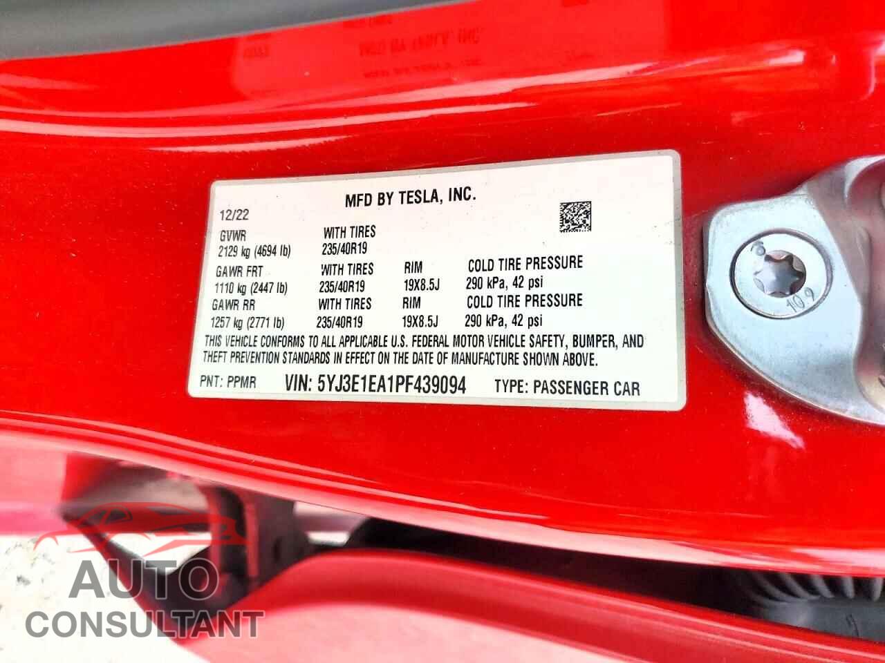 TESLA MODEL 3 2023 - 5YJ3E1EA1PF439094