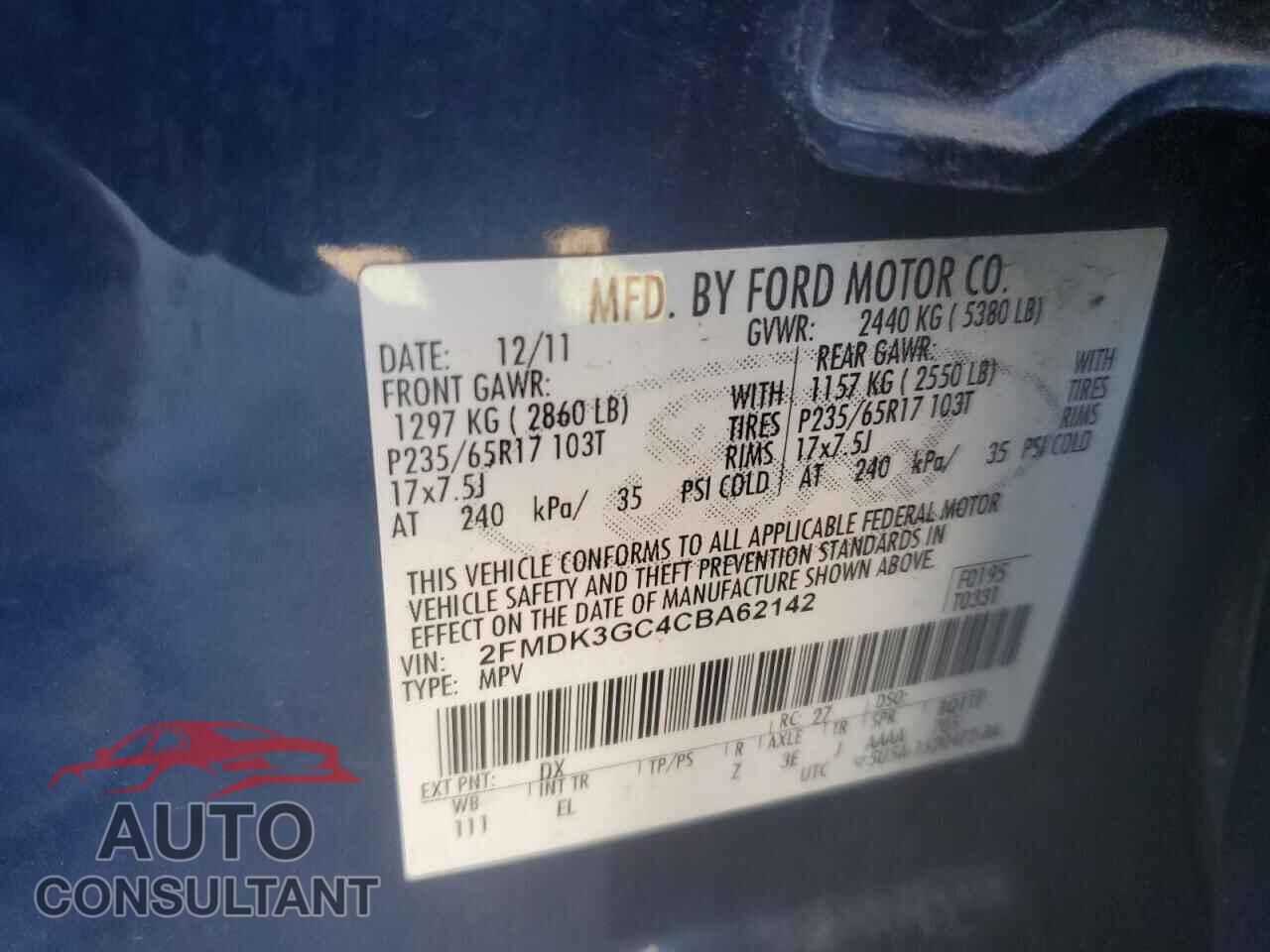 FORD EDGE 2012 - 2FMDK3GC4CBA62142