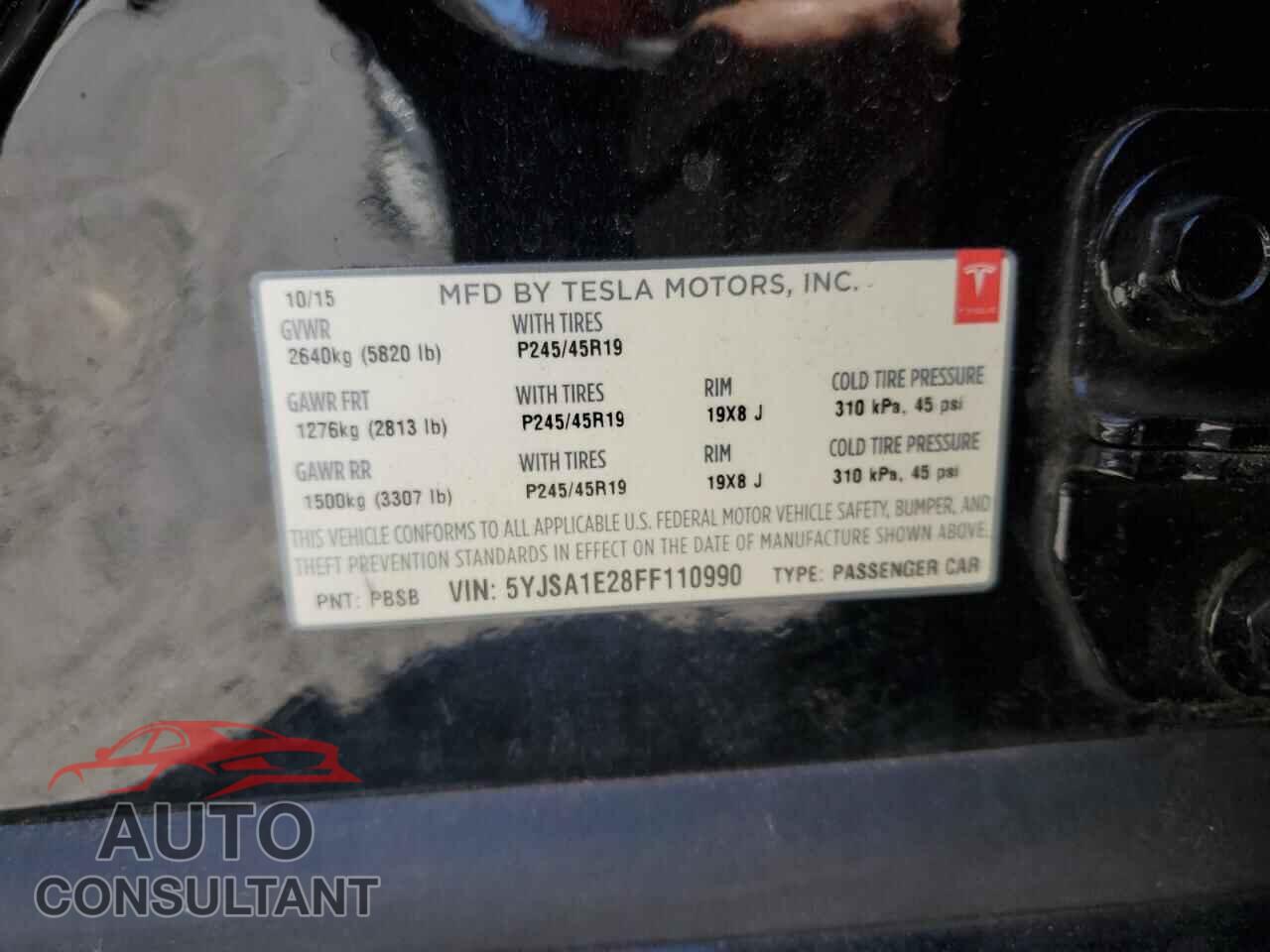TESLA MODEL S 2015 - 5YJSA1E28FF110990