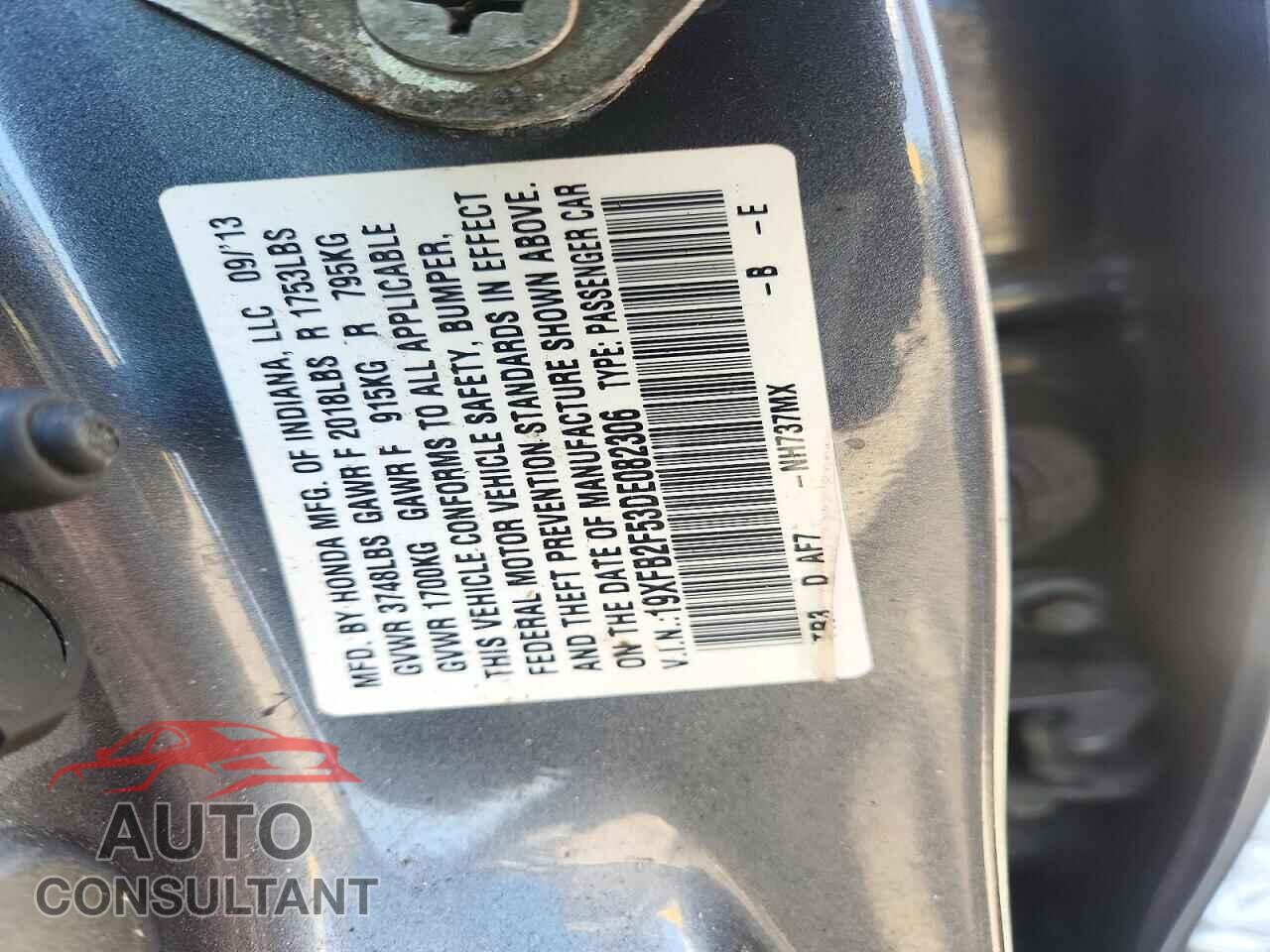 HONDA CIVIC 2013 - 19XFB2F53DE082306