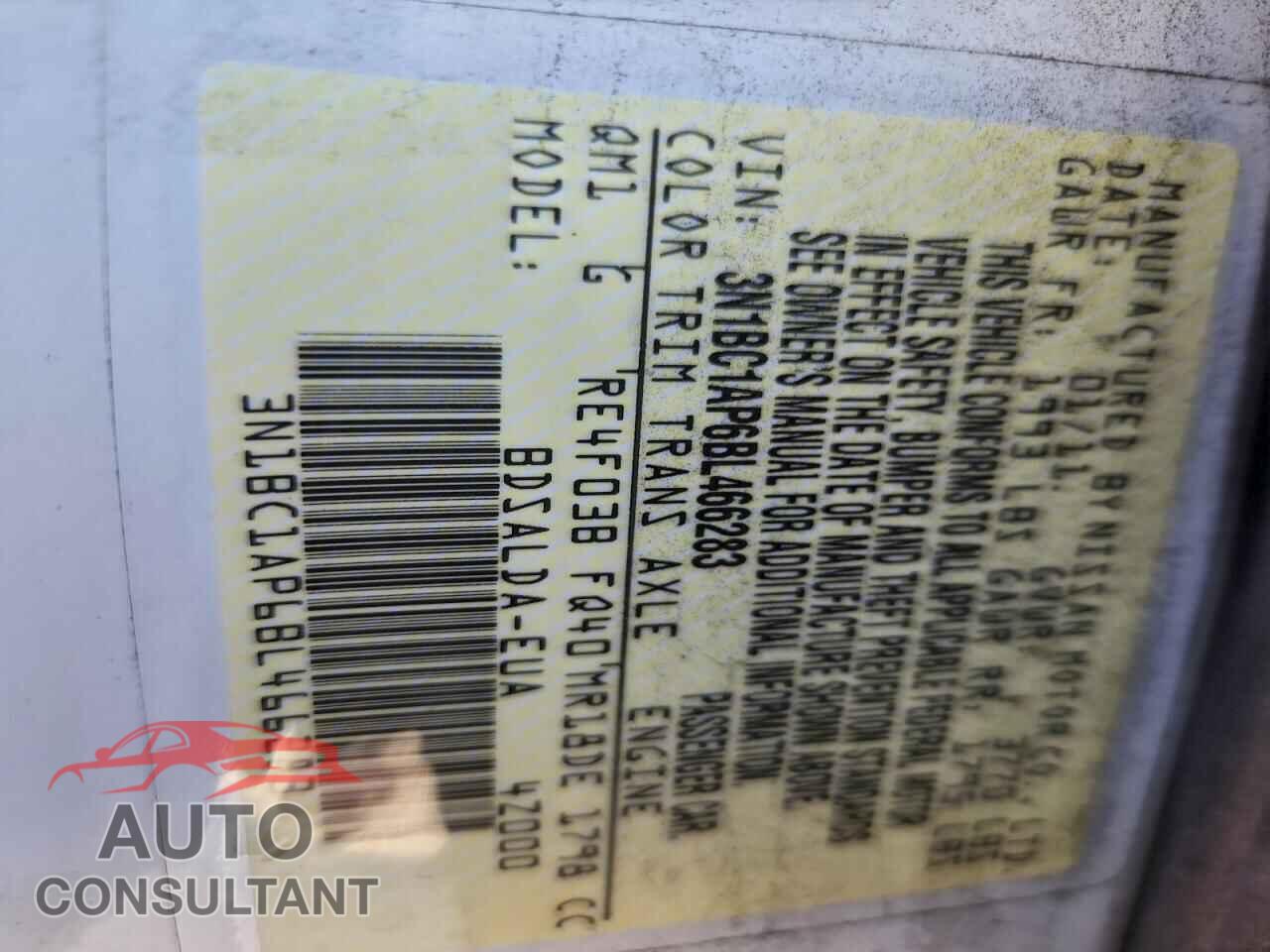 NISSAN VERSA 2011 - 3N1BC1AP6BL466283