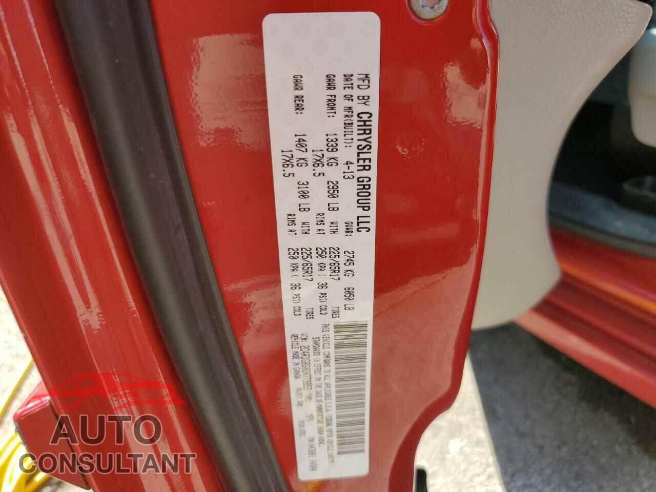 DODGE CARAVAN 2013 - 2C4RDGBG0DR773853