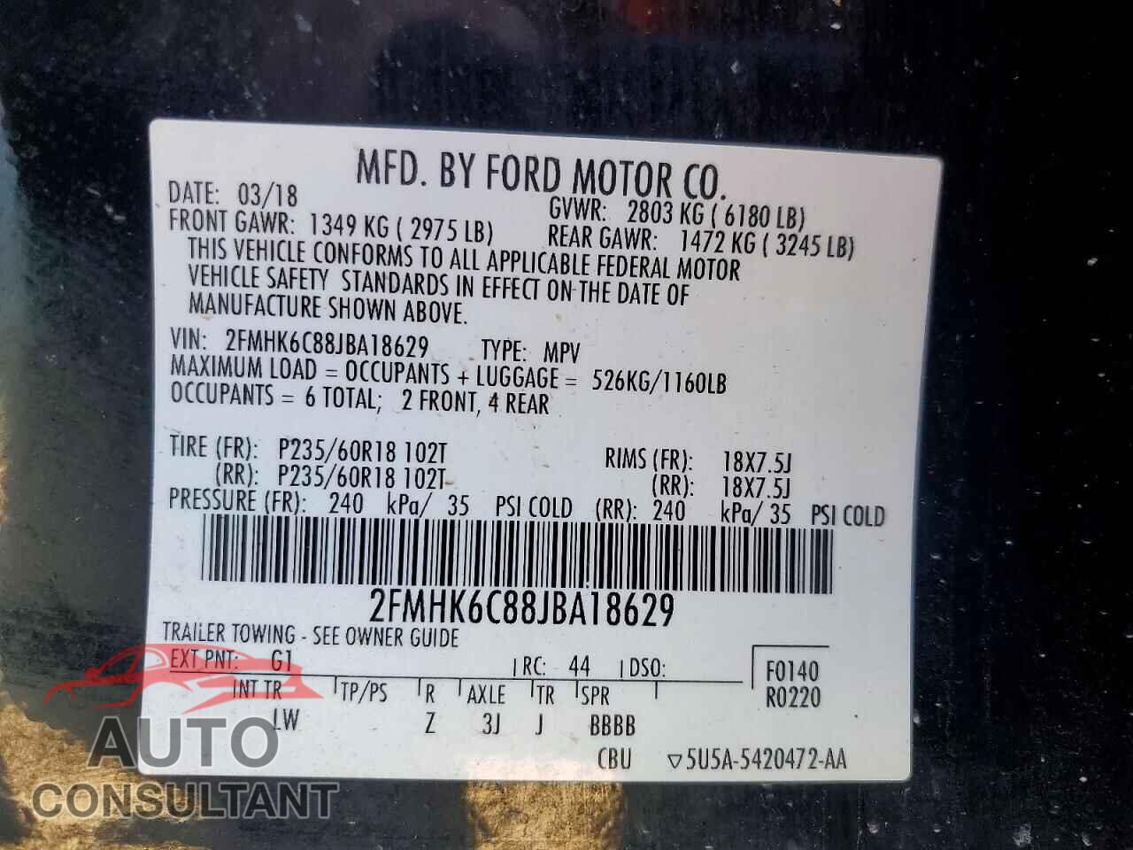 FORD FLEX 2018 - 2FMHK6C88JBA18629