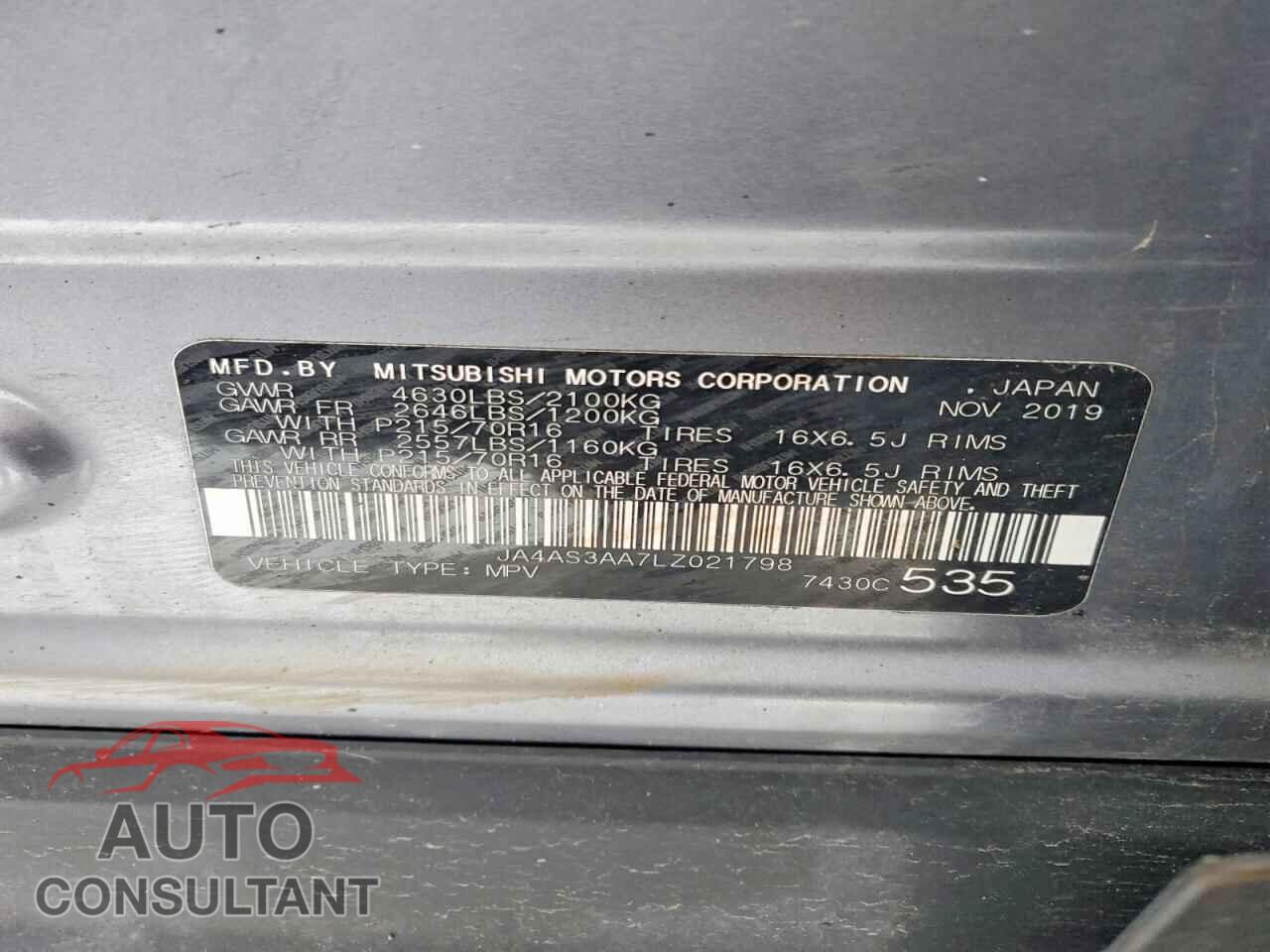 MITSUBISHI ECLIPSE 2020 - JA4AS3AA7LZ021798