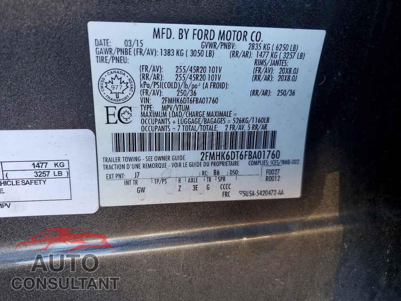 FORD FLEX 2015 - 2FMHK6DT6FBA01760
