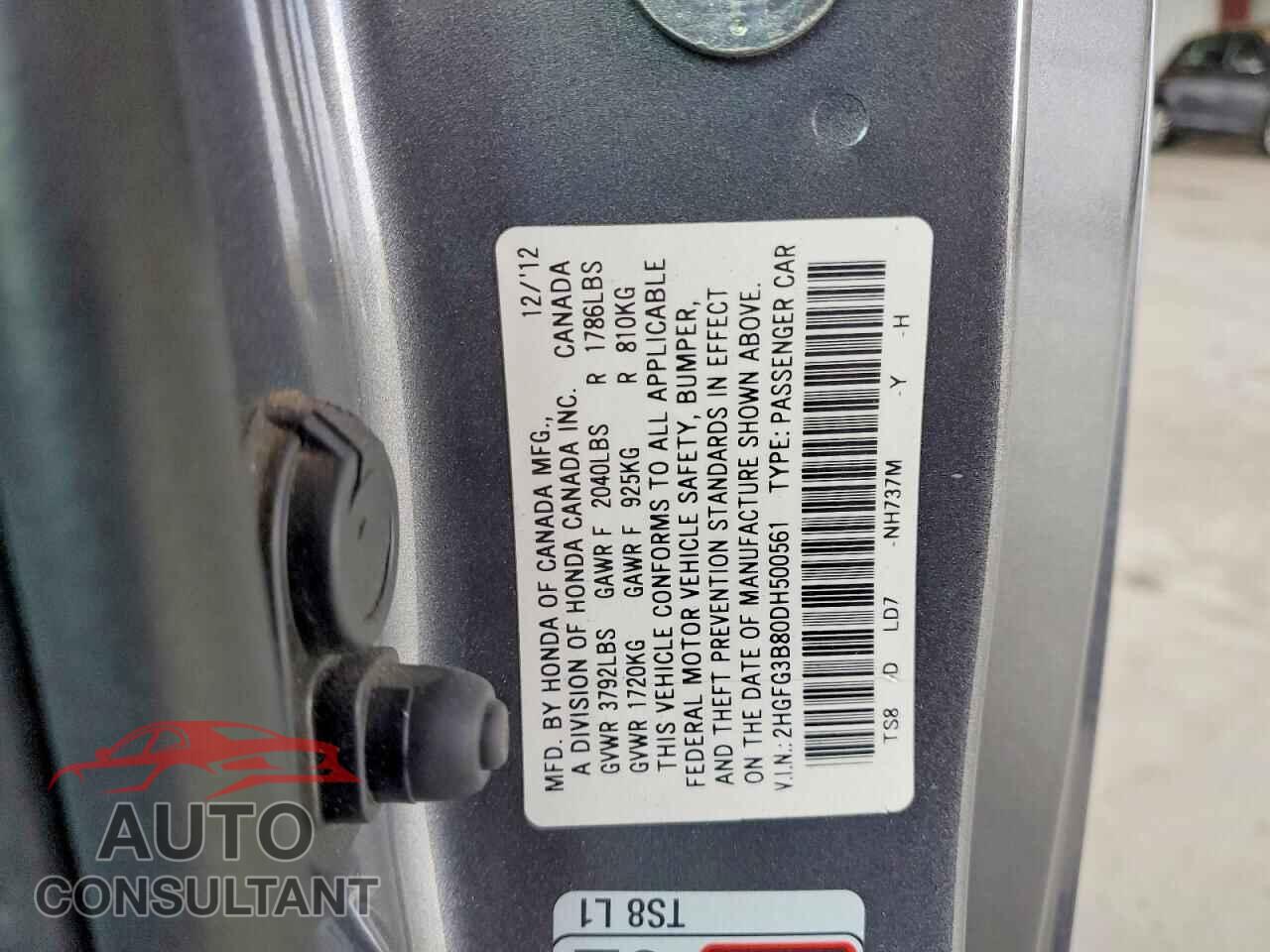 HONDA CIVIC 2013 - 2HGFG3B80DH500561