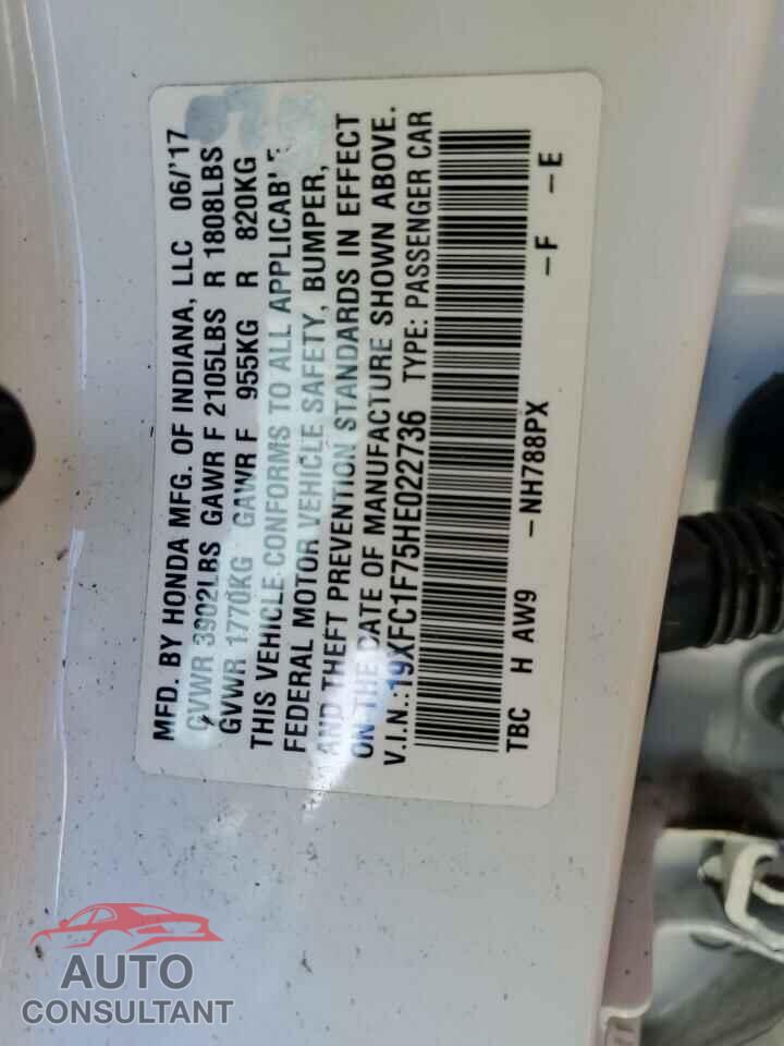 HONDA CIVIC 2017 - 19XFC1F75HE022736