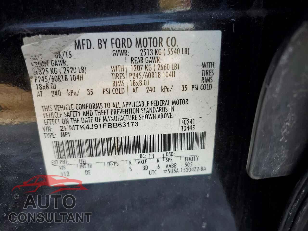 FORD EDGE 2015 - 2FMTK4J91FBB63173