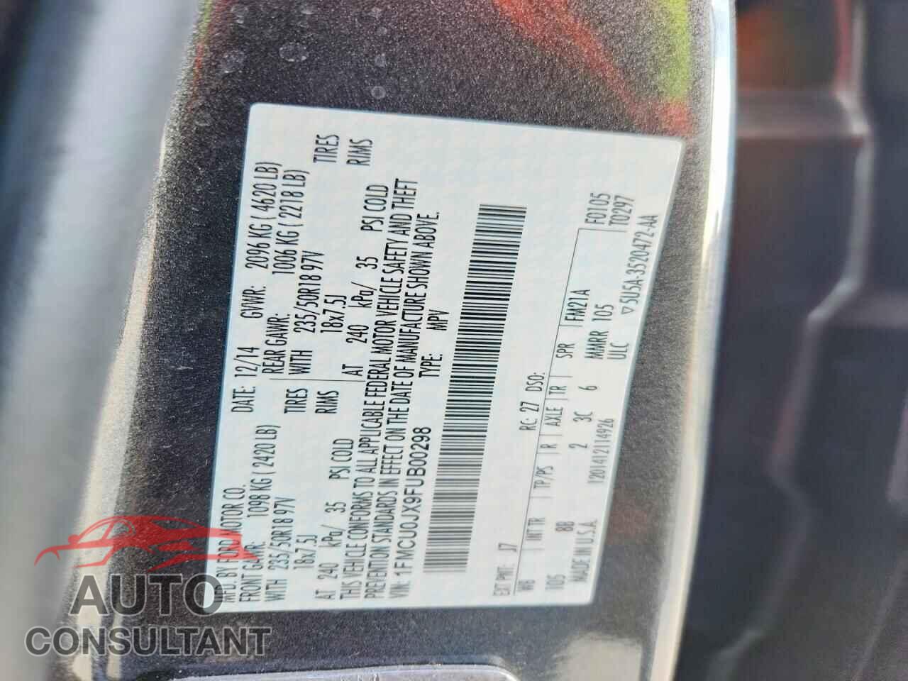 FORD ESCAPE 2015 - 1FMCU0JX9FUB00298