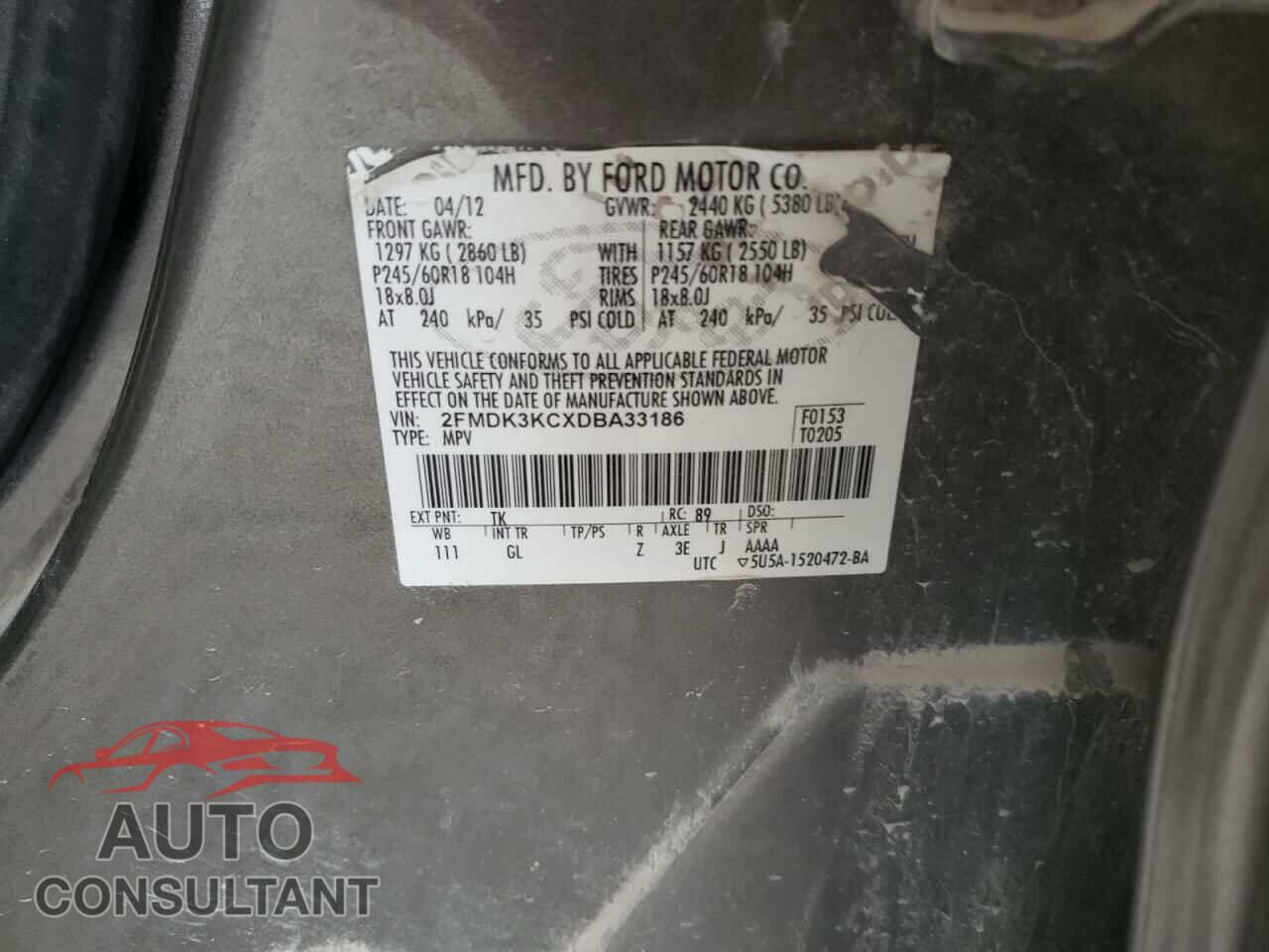 FORD EDGE 2013 - 2FMDK3KCXDBA33186