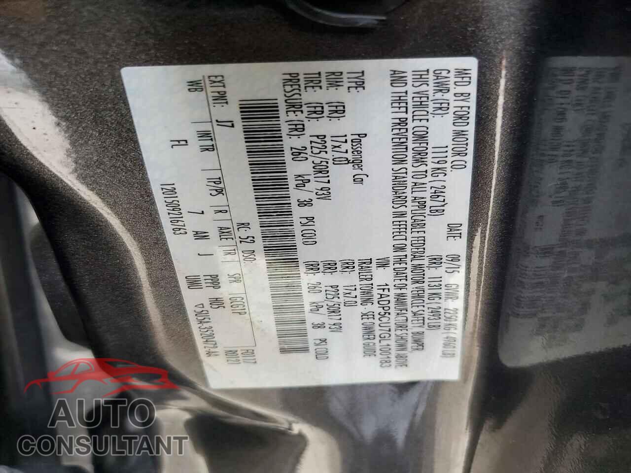 FORD CMAX 2016 - 1FADP5CU7GL100183