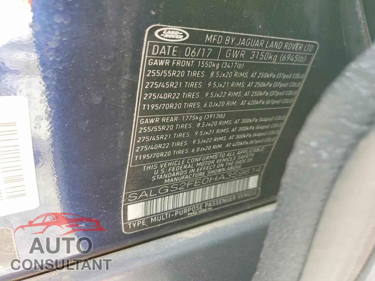 LAND ROVER RANGEROVER 2017 - SALGS2FE0HA359614