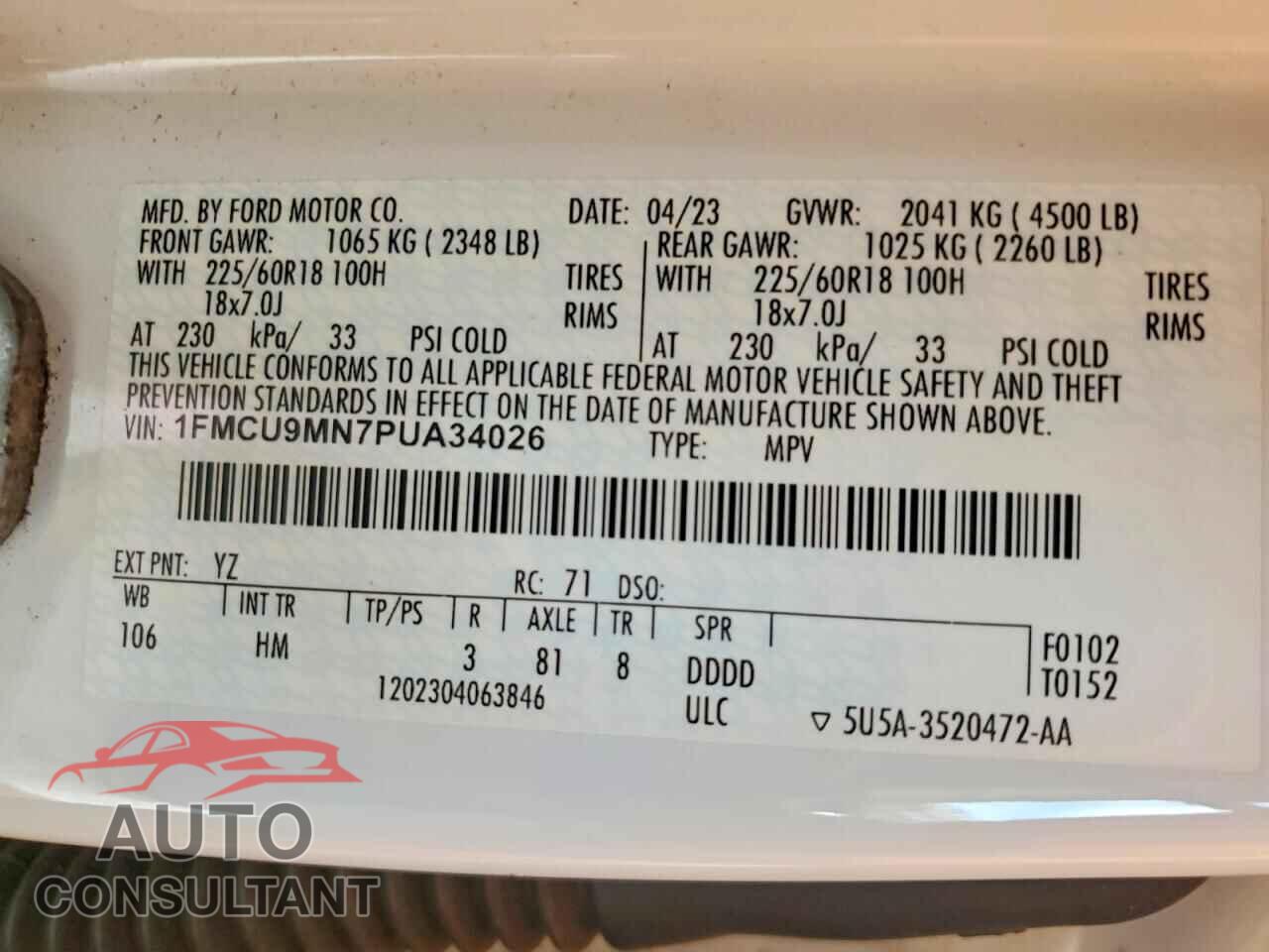 FORD ESCAPE ST 2023 - 1FMCU9MN7PUA34026