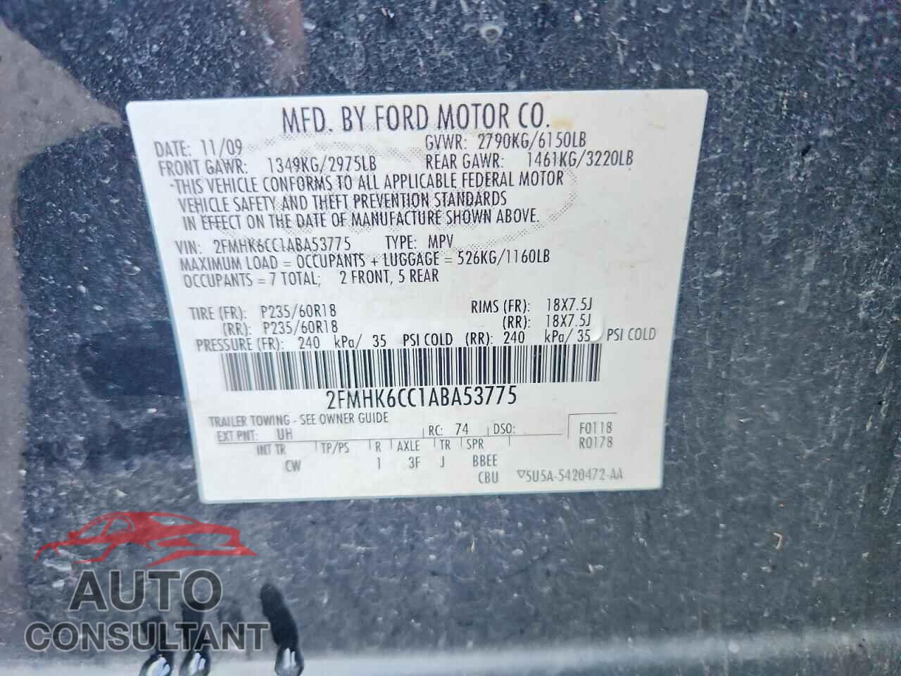 FORD FLEX 2010 - 2FMHK6CC1ABA53775