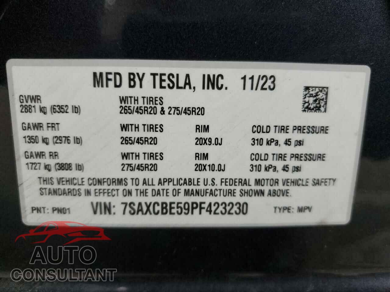 TESLA MODEL X 2023 - 7SAXCBE59PF423230