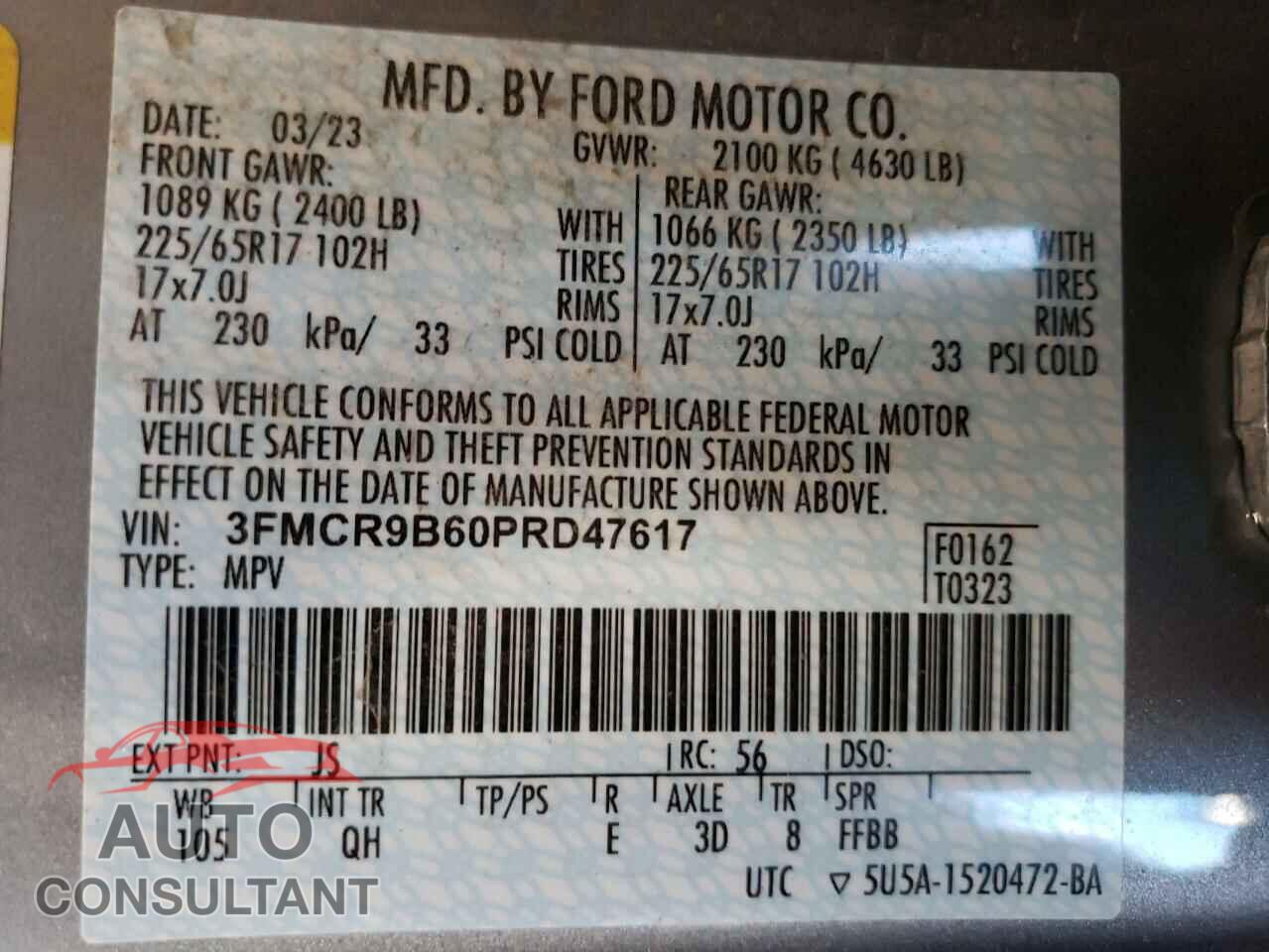 FORD BRONCO 2023 - 3FMCR9B60PRD47617