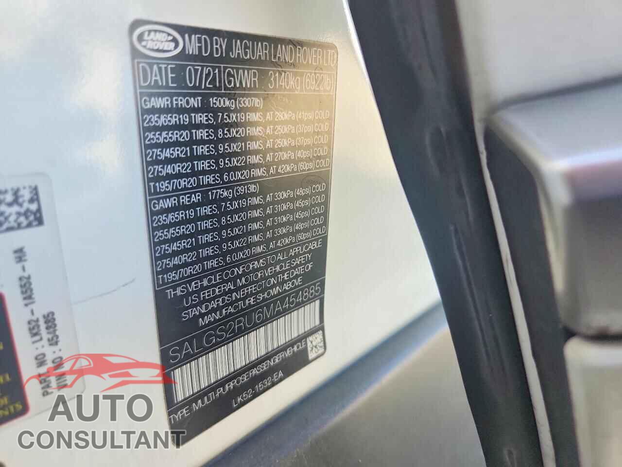 LAND ROVER RANGE ROVER 2021 - SALGS2RU6MA454885