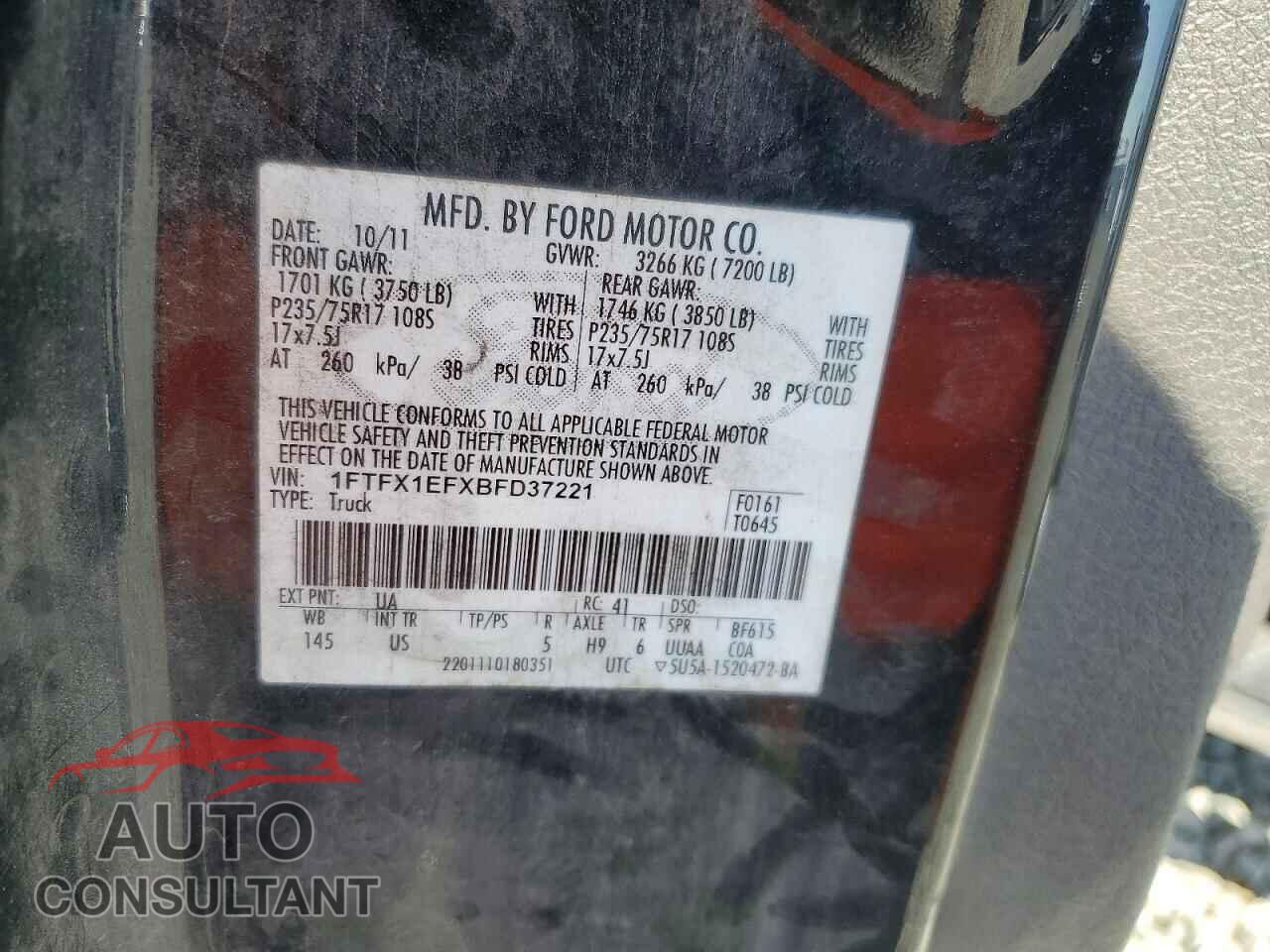 FORD F-150 2011 - 1FTFX1EFXBFD37221