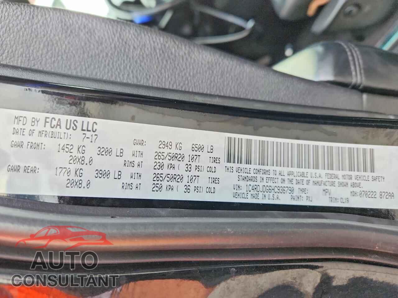 DODGE DURANGO 2017 - 1C4RDJDG6HC936790