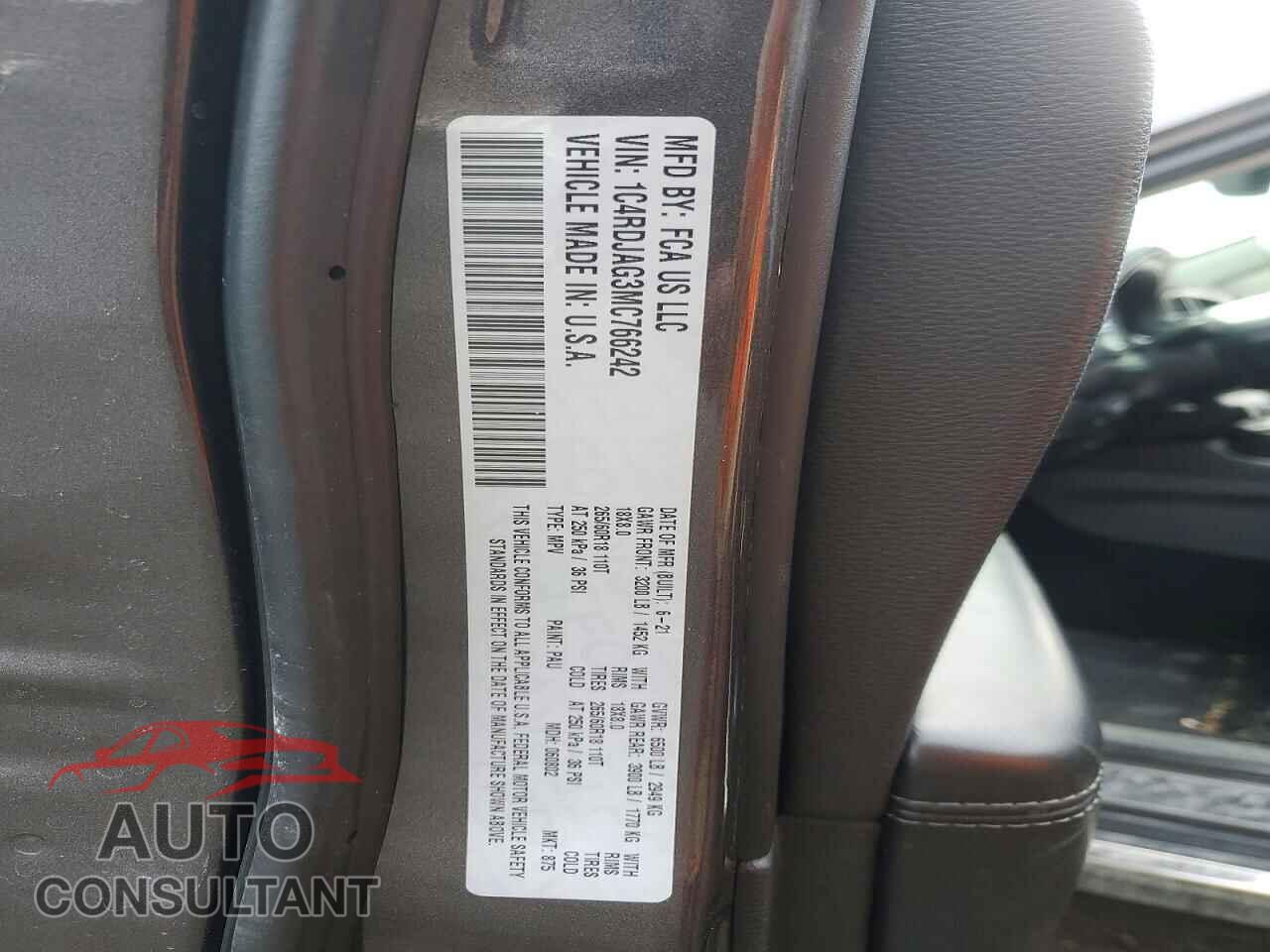 DODGE DURANGO 2021 - 1C4RDJAG3MC766242