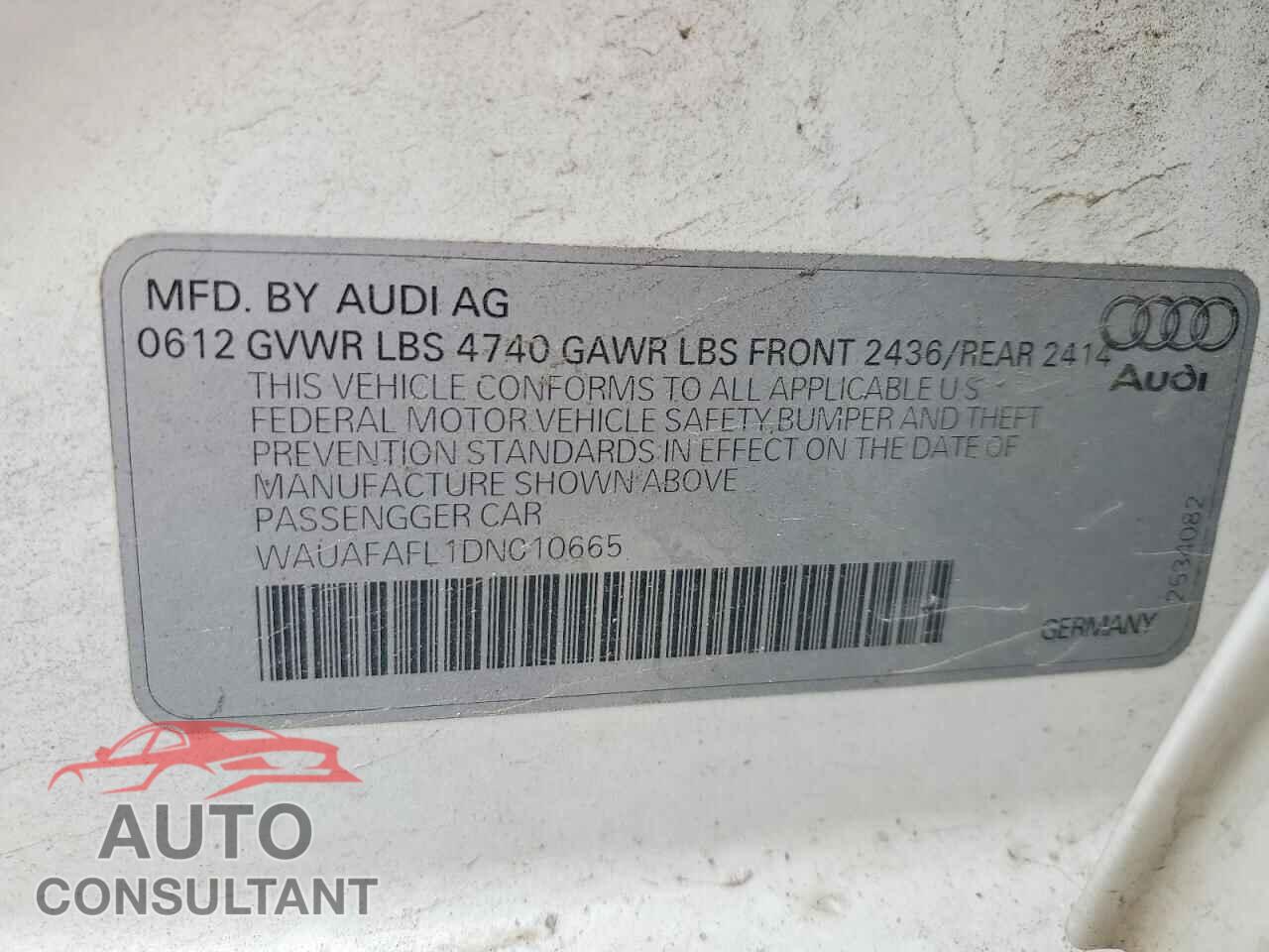 AUDI A4 2013 - WAUAFAFL1DN010665