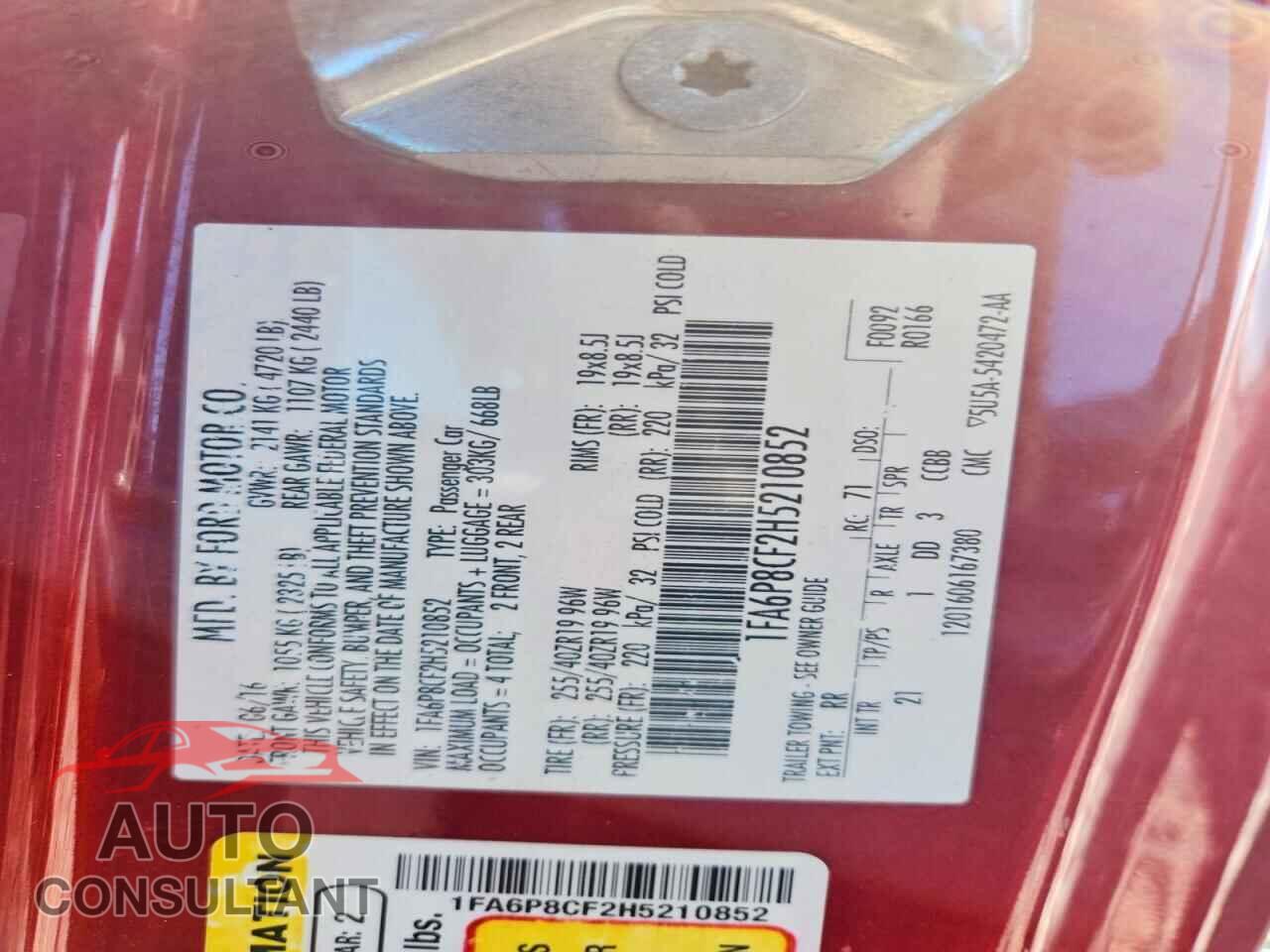 FORD MUSTANG 2017 - 1FA6P8CF2H5210852