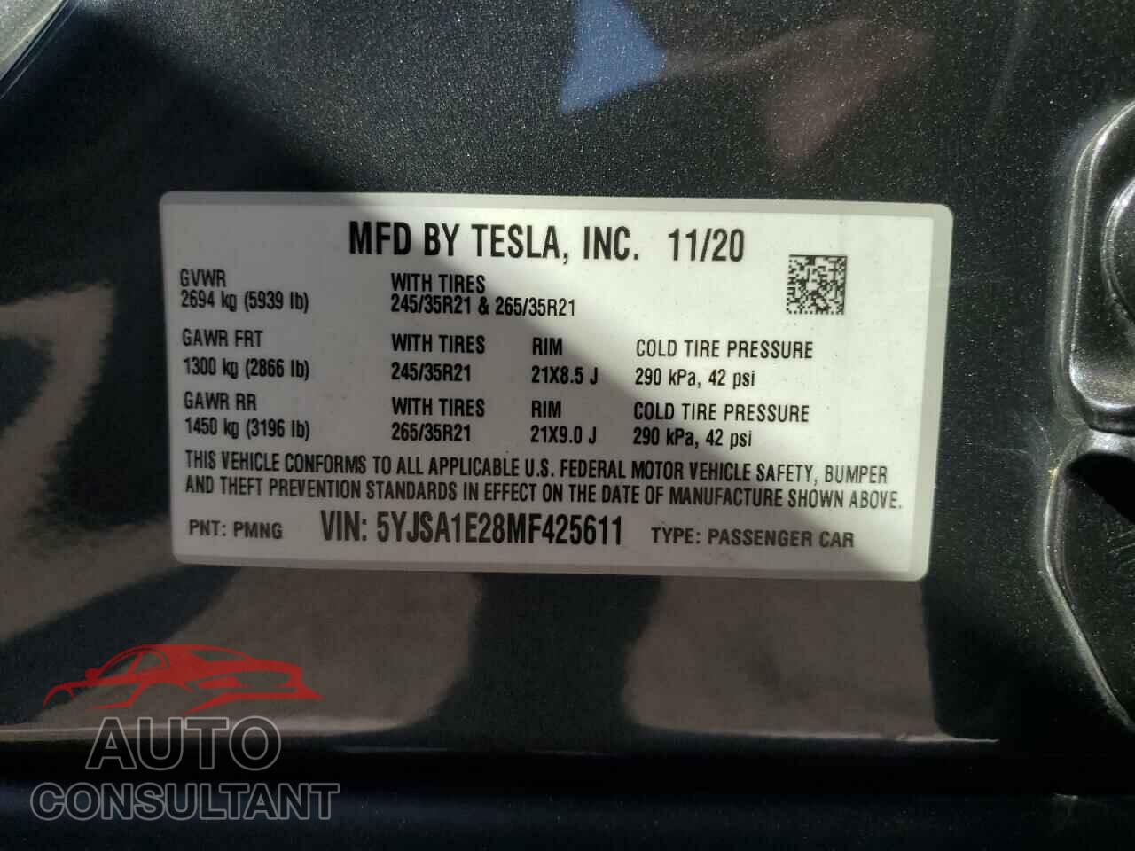TESLA MODEL S 2021 - 5YJSA1E28MF425611