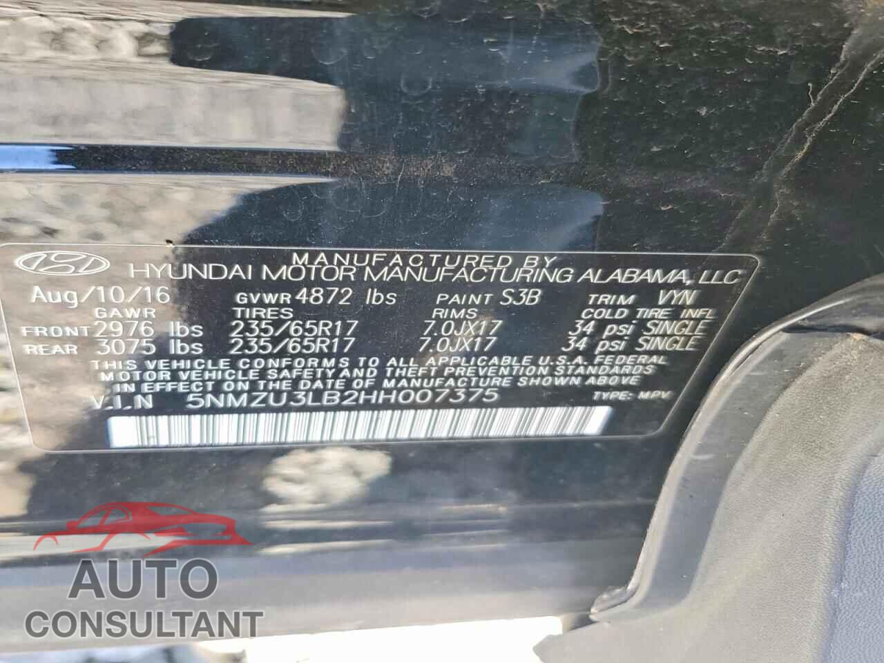 HYUNDAI SANTA FE 2017 - 5NMZU3LB2HH007375