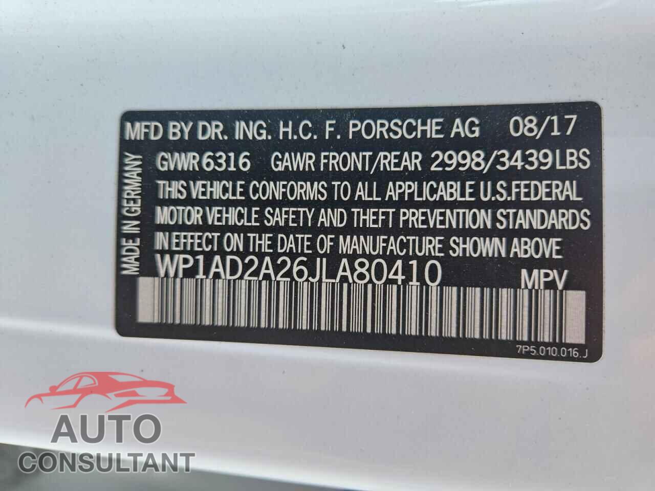 PORSCHE CAYENNE 2018 - WP1AD2A26JLA80410
