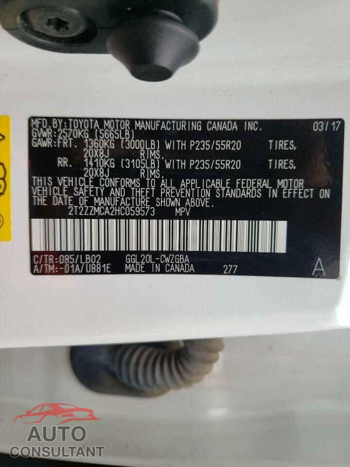 LEXUS RX350 2017 - 2T2ZZMCA2HC059573