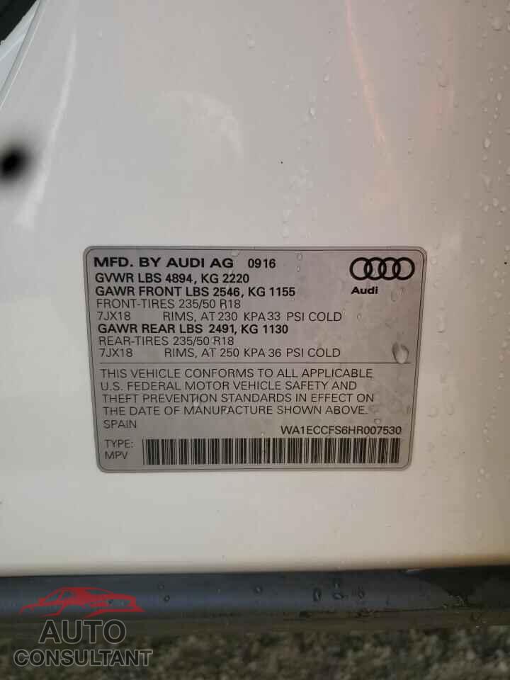 AUDI Q3 2017 - WA1ECCFS6HR007530