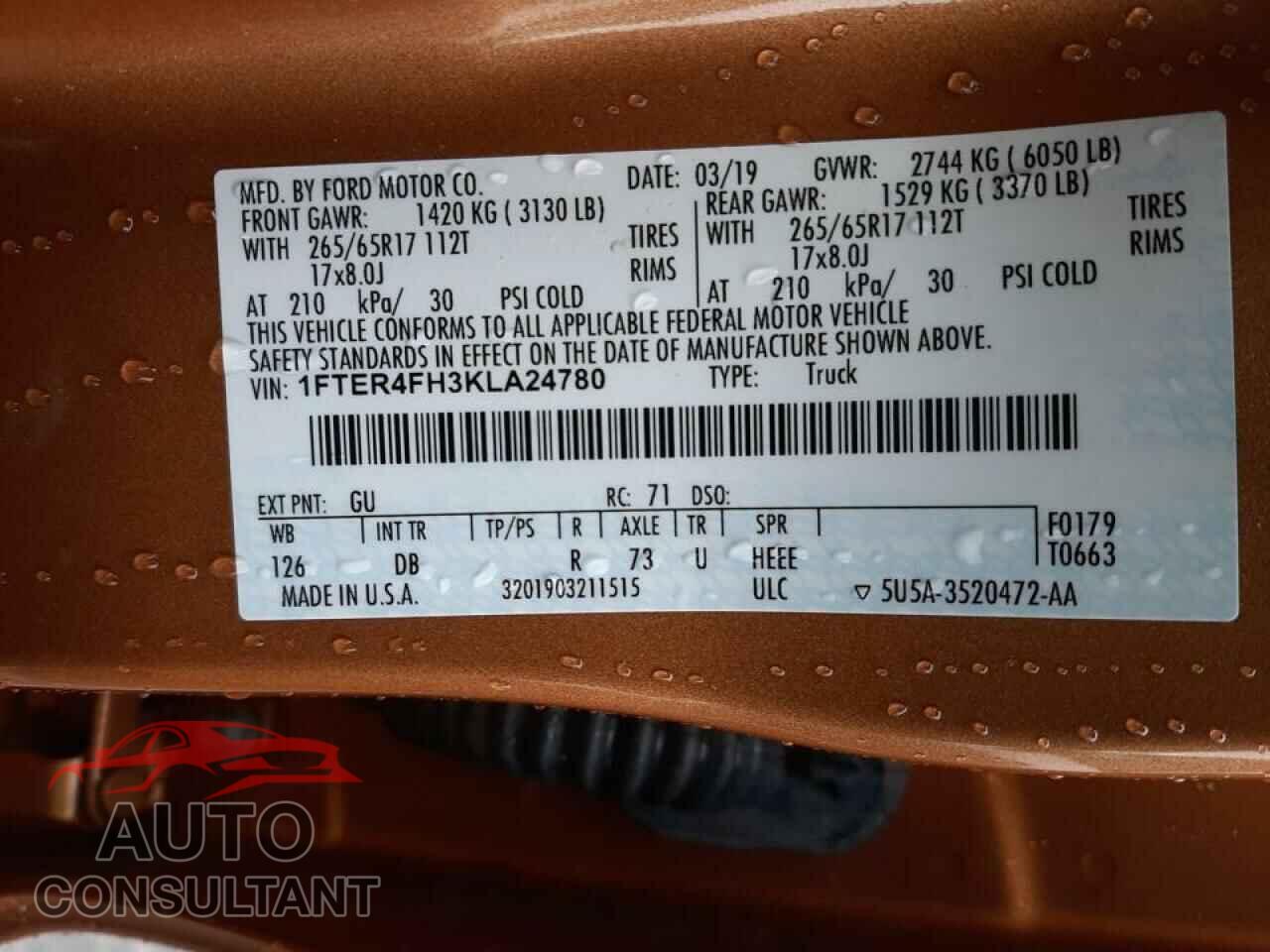 FORD RANGER 2019 - 1FTER4FH3KLA24780