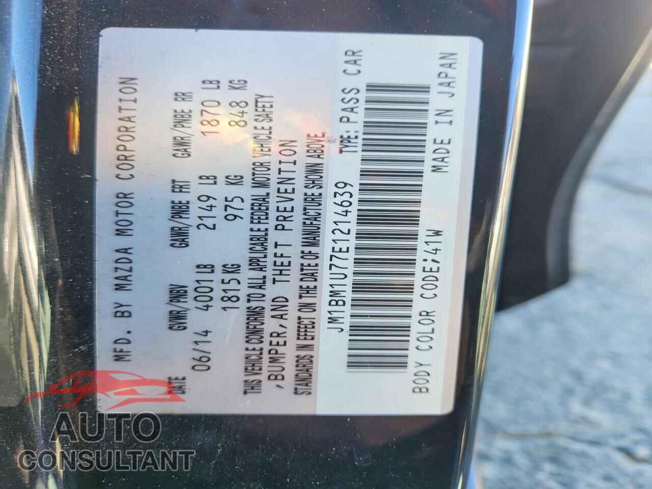 MAZDA 3 2014 - JM1BM1U77E1214639
