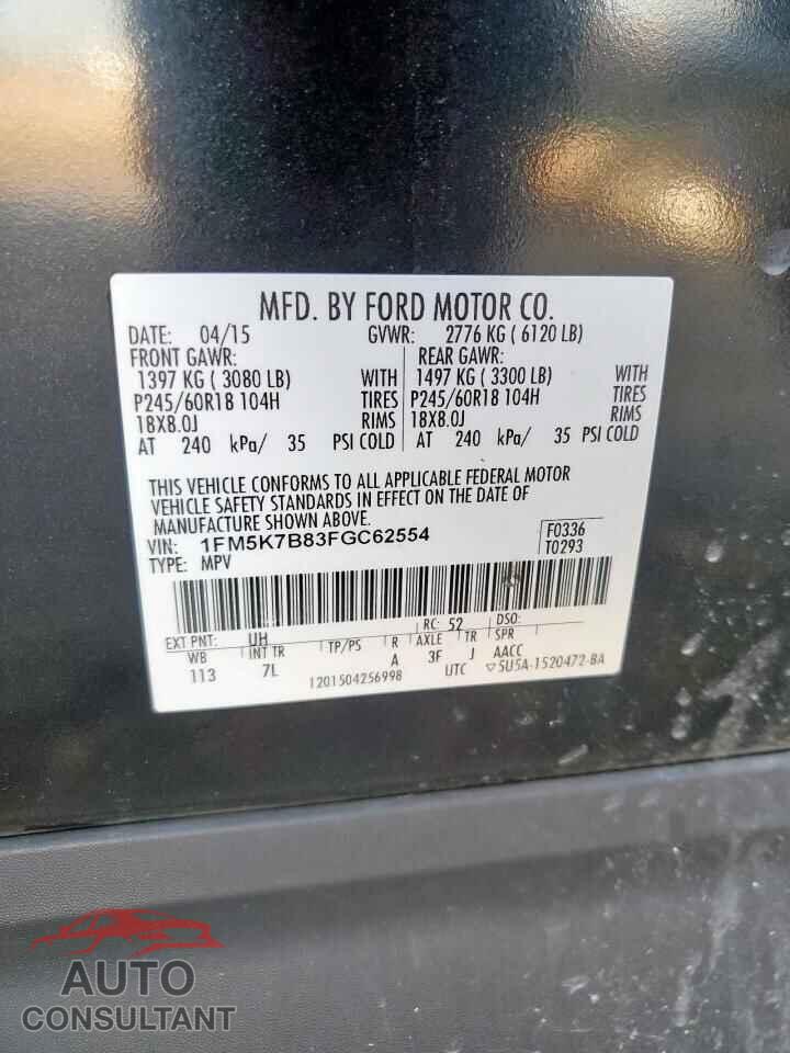 FORD EXPLORER 2015 - 1FM5K7B83FGC62554