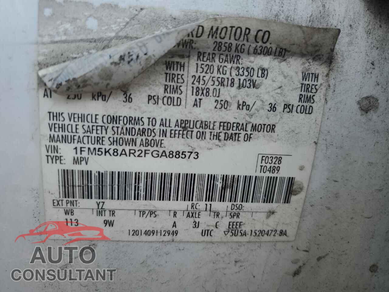 FORD EXPLORER 2015 - 1FM5K8AR2FGA88573