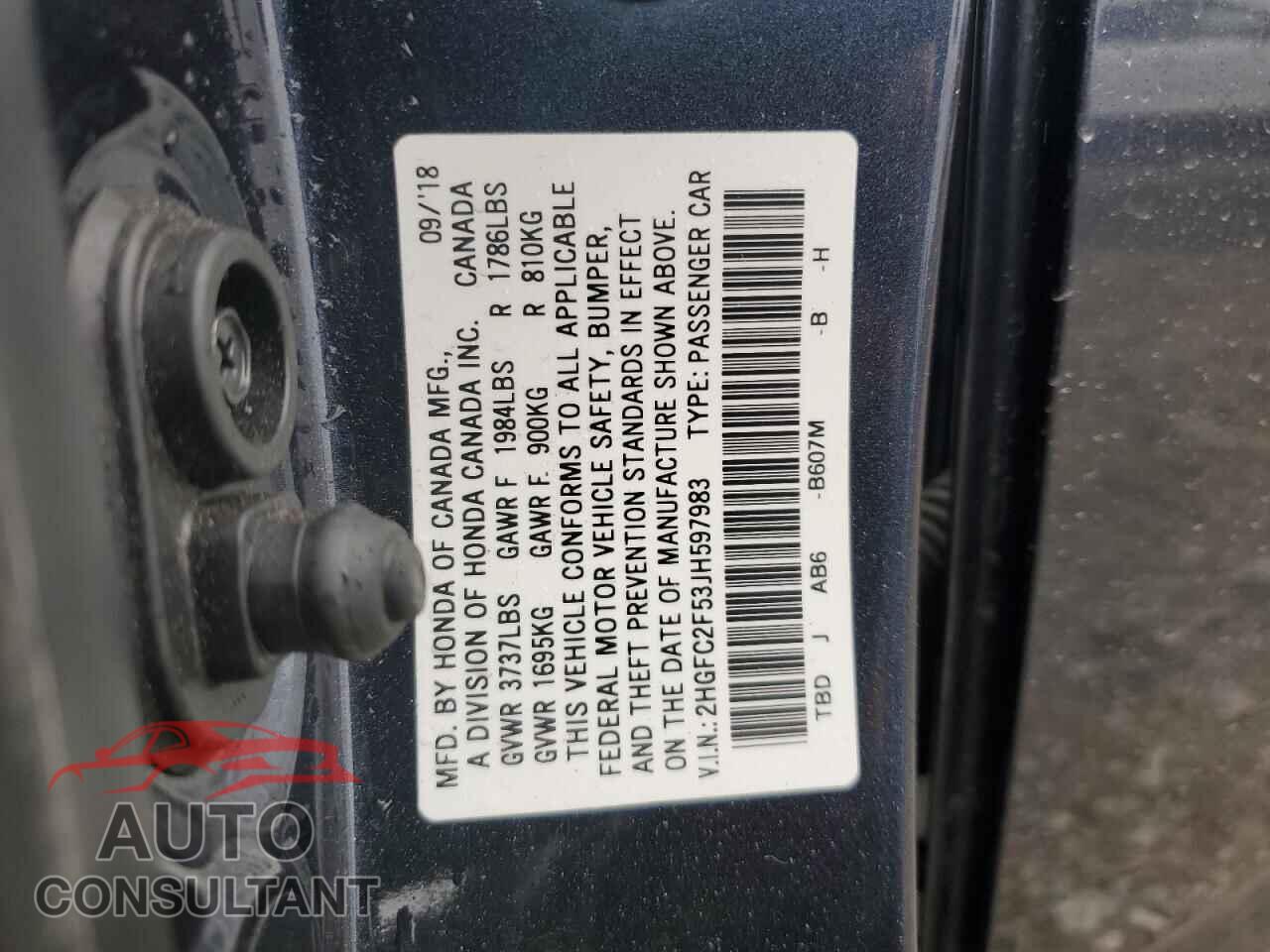 HONDA CIVIC 2018 - 2HGFC2F53JH597983