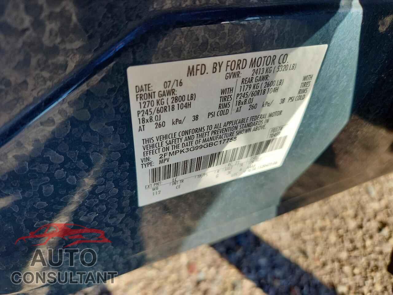 FORD EDGE 2016 - 2FMPK3G99GBC17758