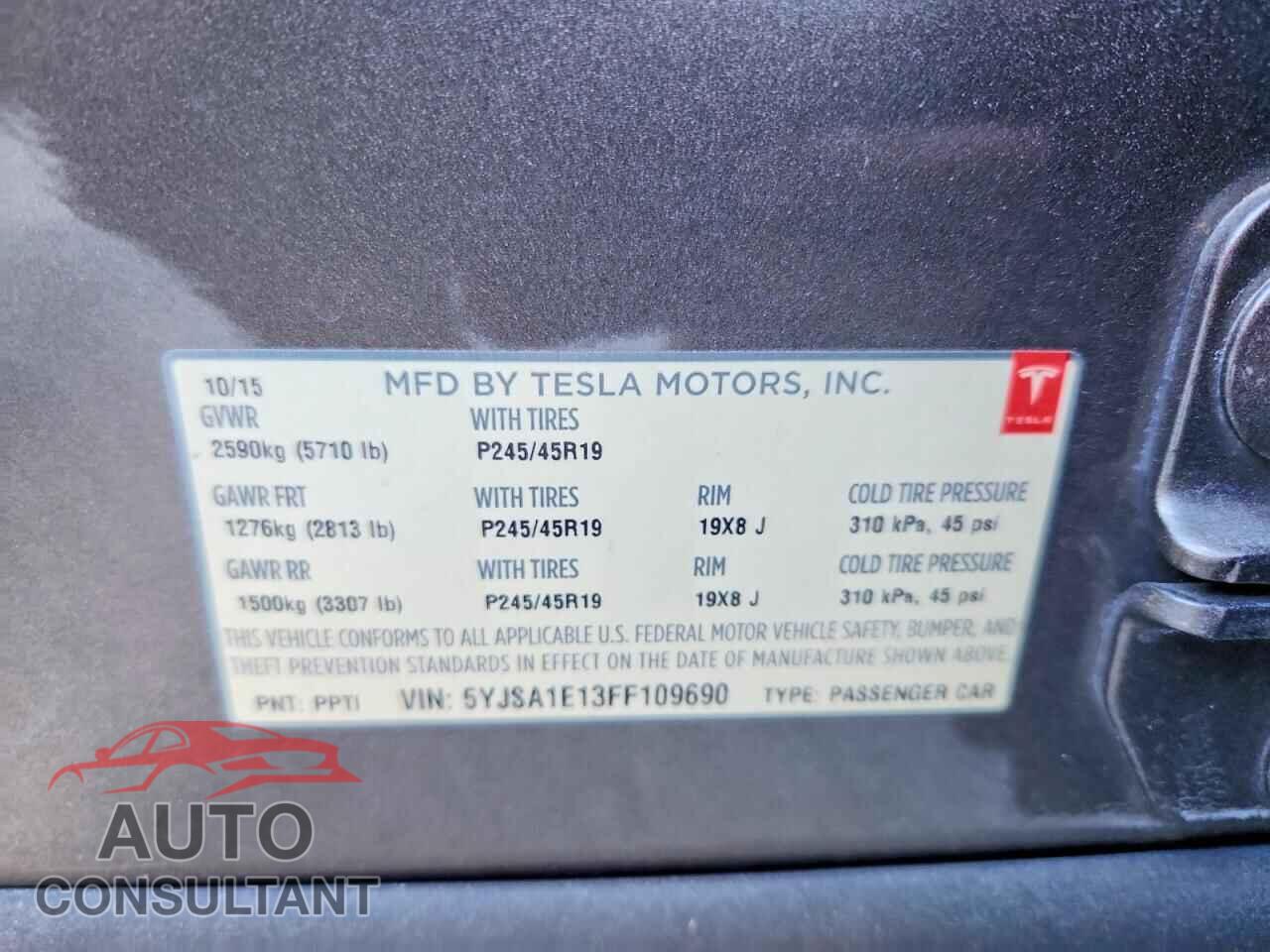 TESLA MODEL S 2015 - 5YJSA1E13FF109690