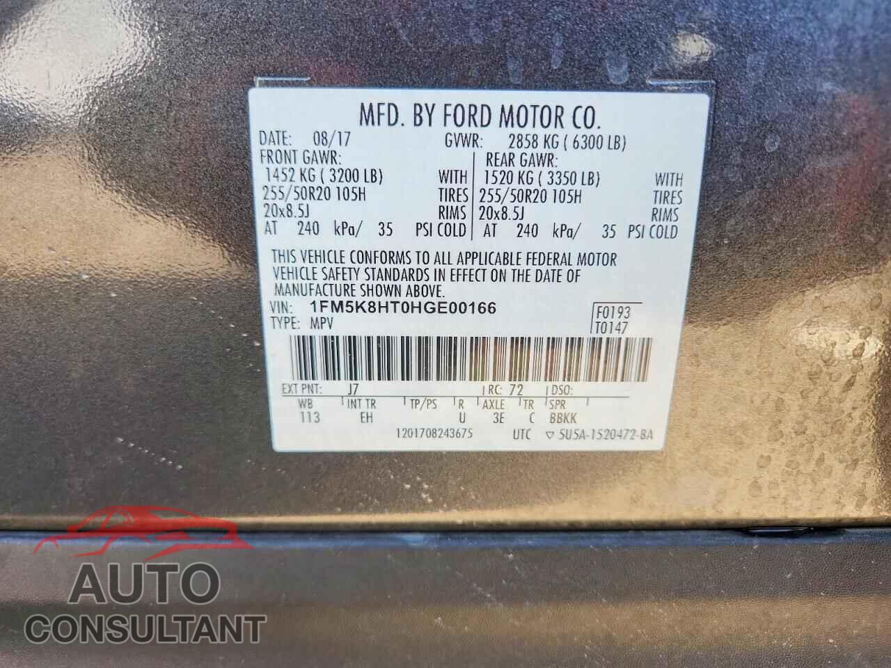 FORD EXPLORER 2017 - 1FM5K8HT0HGE00166