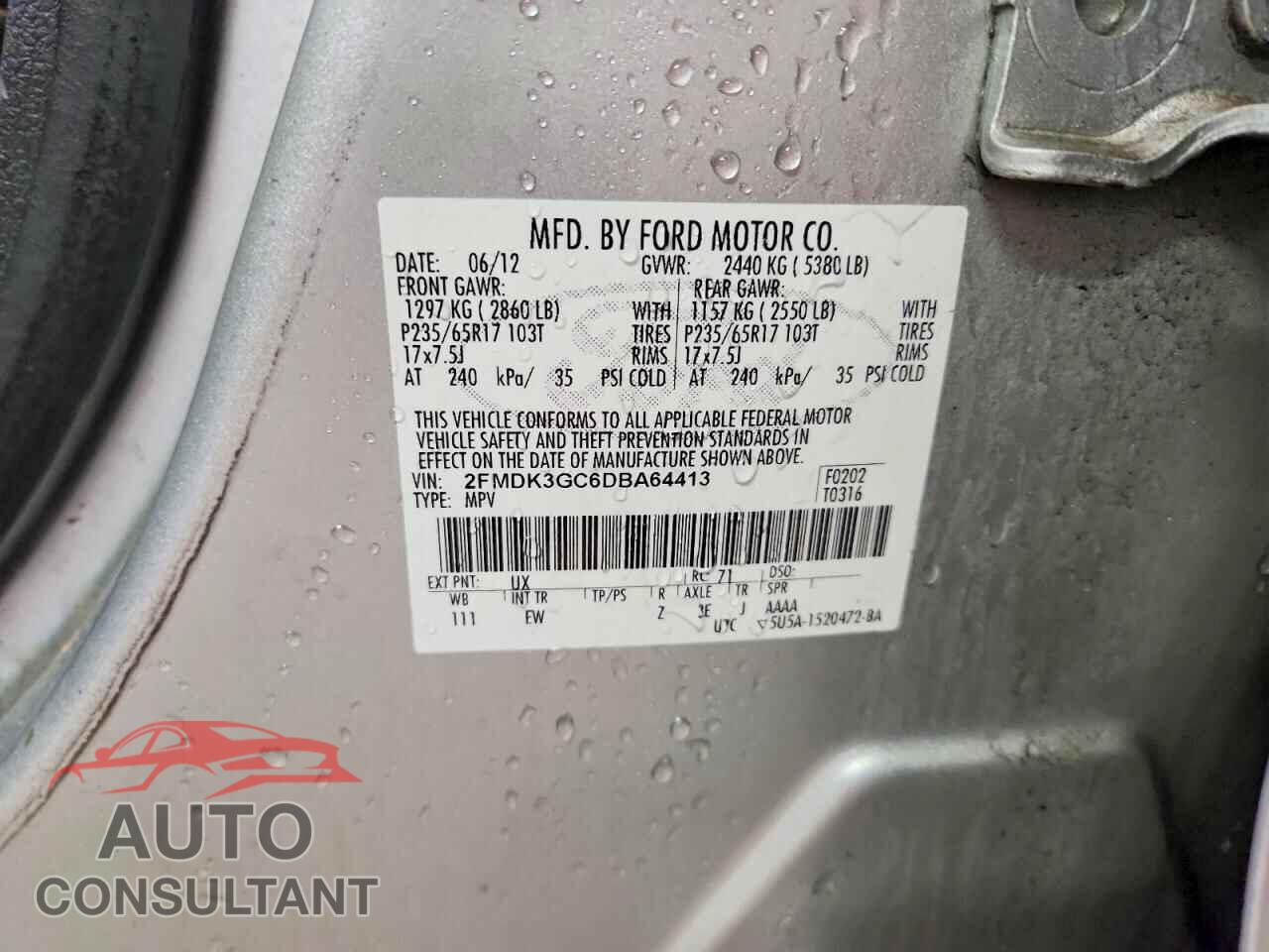 FORD EDGE 2013 - 2FMDK3GC6DBA64413