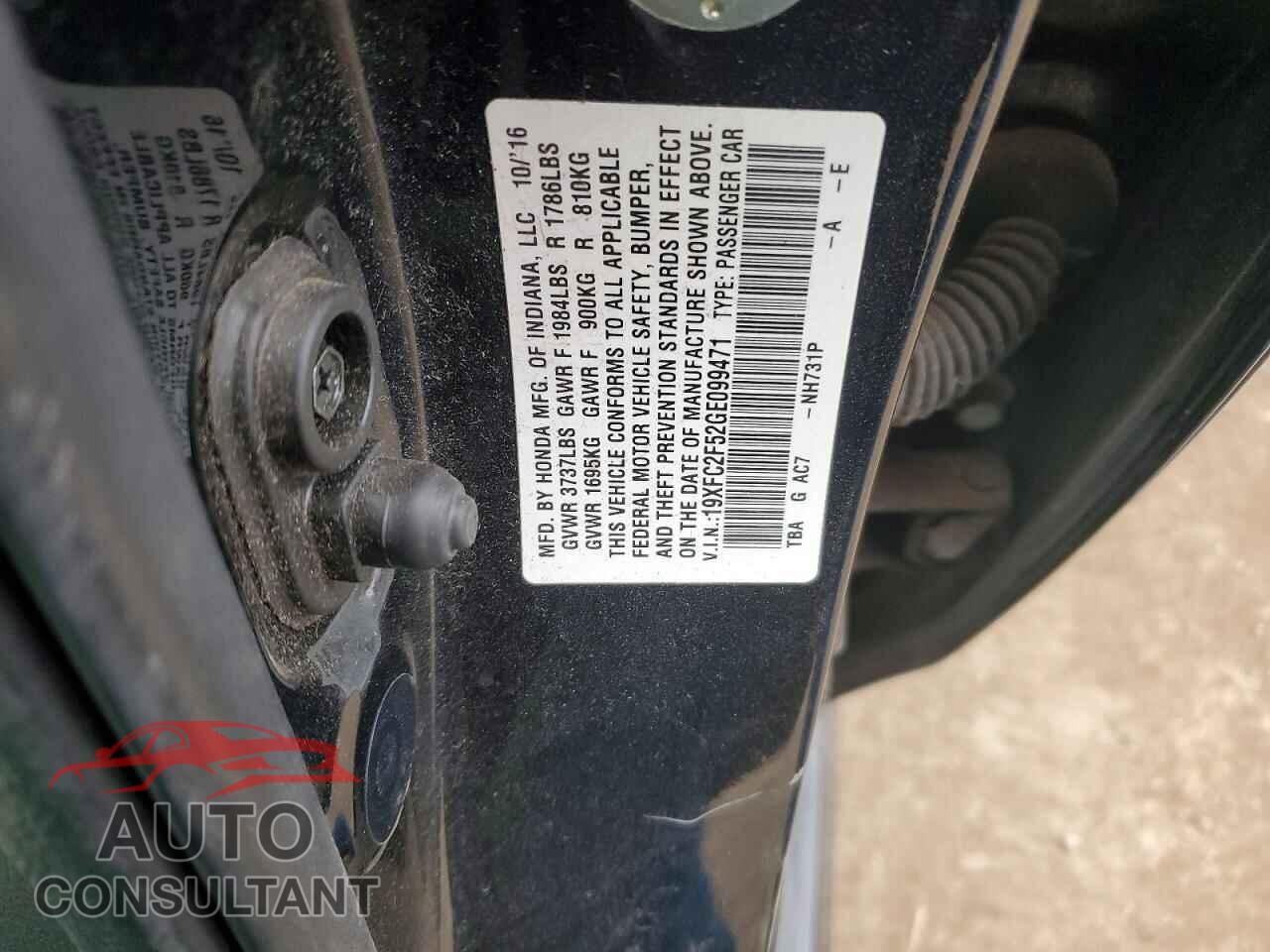 HONDA CIVIC 2016 - 19XFC2F52GE099471