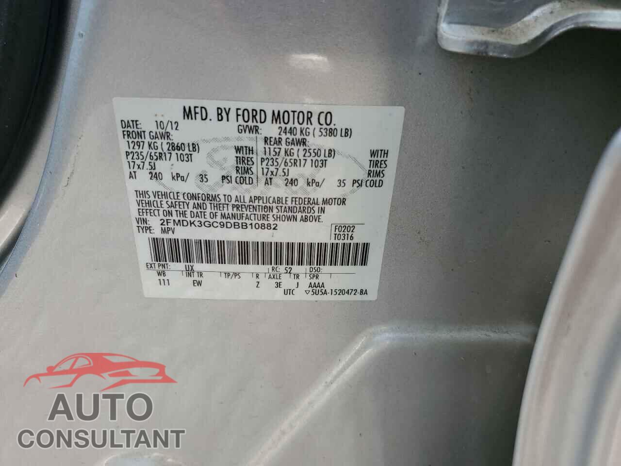 FORD EDGE 2013 - 2FMDK3GC9DBB10882