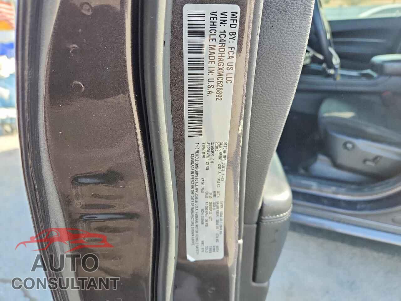 DODGE DURANGO 2021 - 1C4RDHAGXMC626892