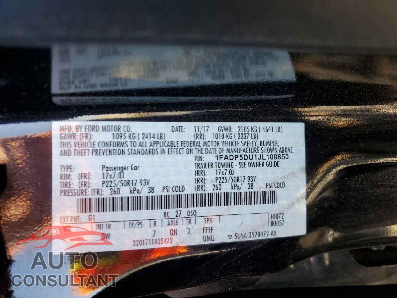 FORD CMAX 2018 - 1FADP5DU1JL100850