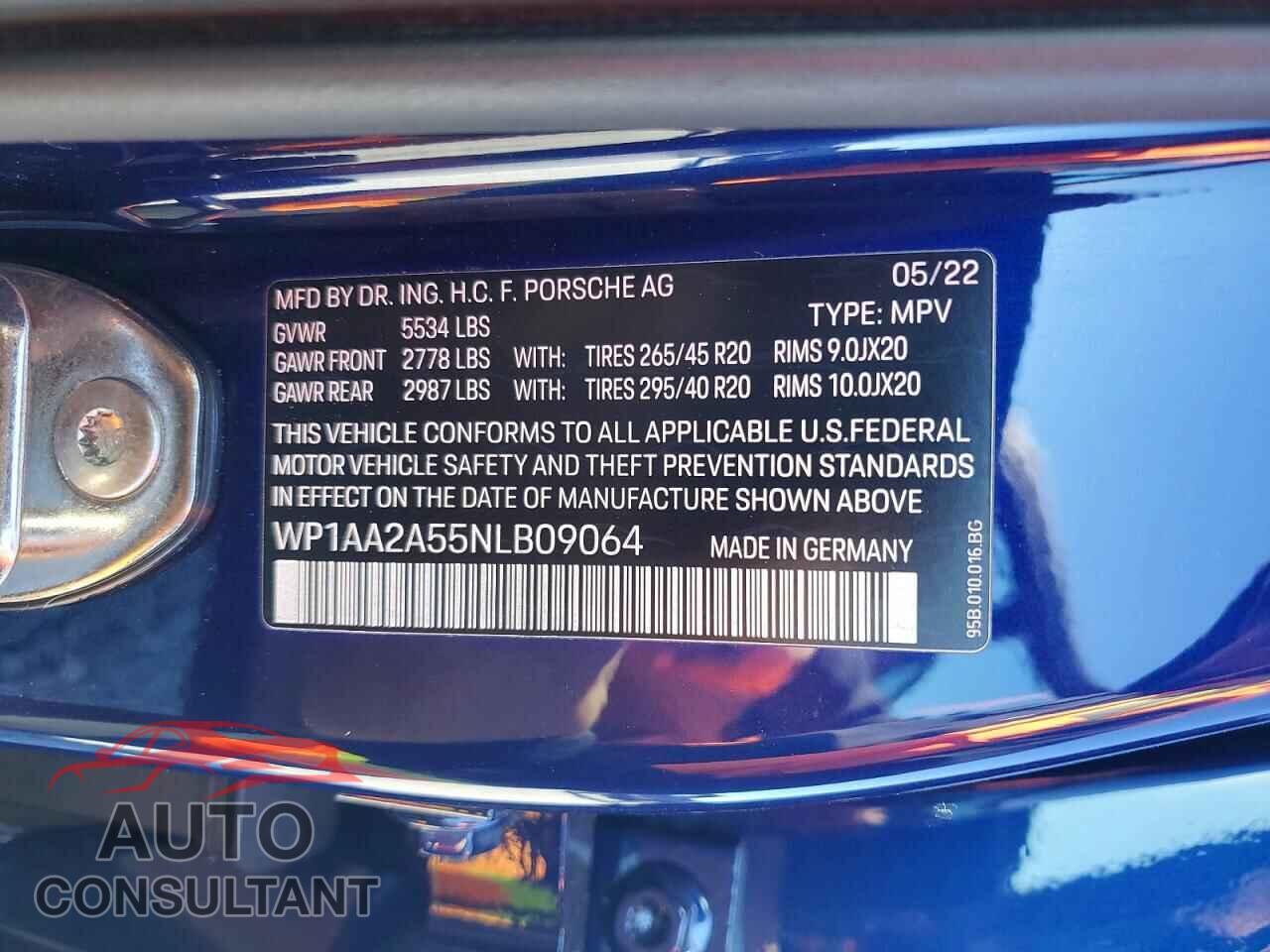 PORSCHE MACAN 2022 - WP1AA2A55NLB09064