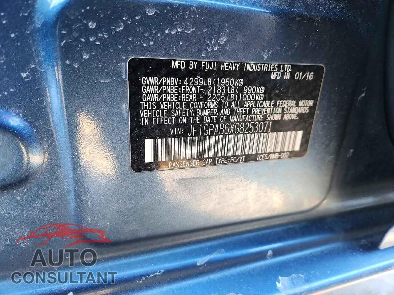 SUBARU IMPREZA 2016 - JF1GPAB6XG8253071
