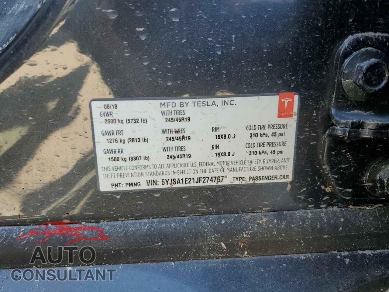 TESLA MODEL S 2018 - 5YJSA1E21JF274767