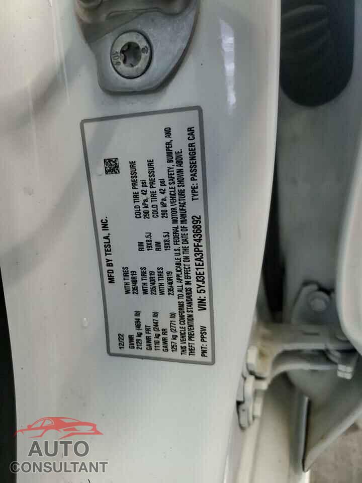 TESLA MODEL 3 2023 - 5YJ3E1EA3PF436892