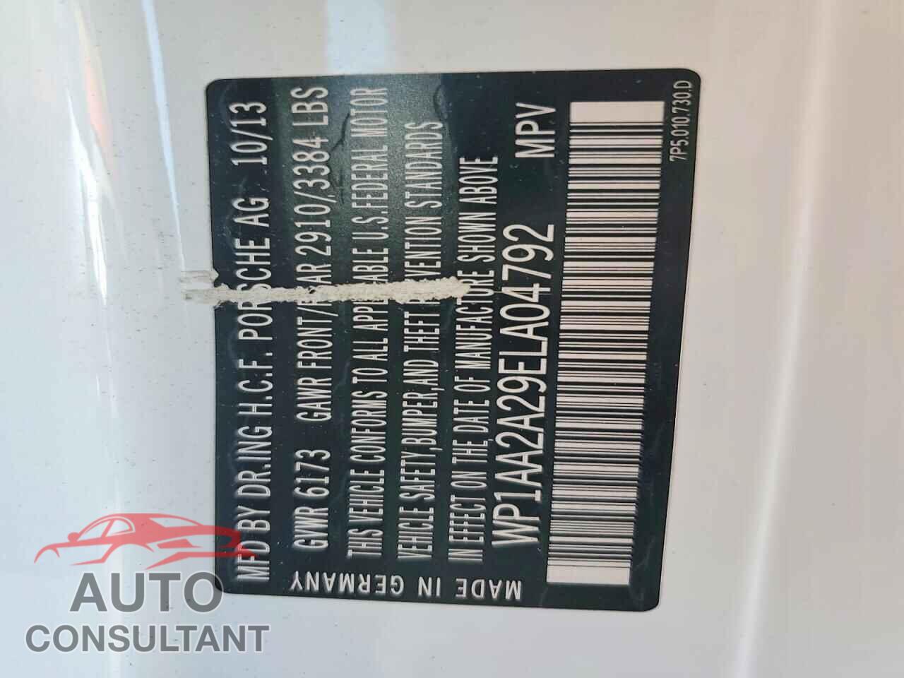 PORSCHE CAYENNE 2014 - WP1AA2A29ELA04792
